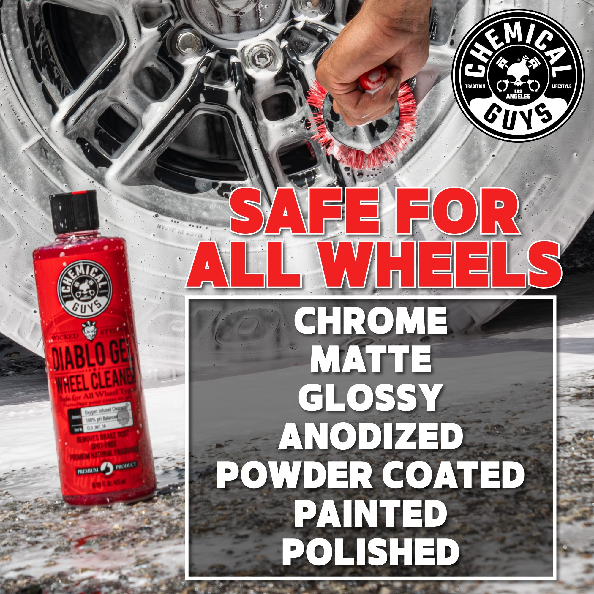Chemical Guys Cld_997_16 Diablo Gel Oxygen Infused Foam Wheel And Rim Cleaner, Concentrated (Safe On All Wheel & Rim Finishes), For Cars, Trucks, Suvs, Motorcycles, Rvs & More 16 Fl Oz