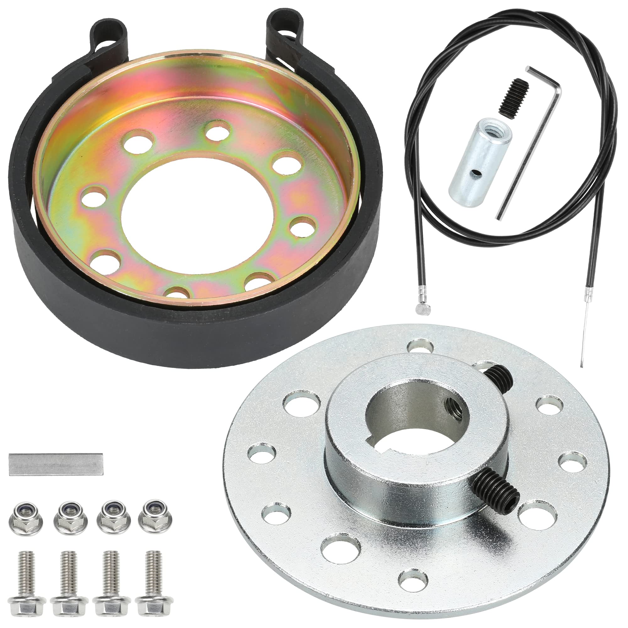 GREHUA Rear 4'' Drum Brake Band Pin Brake Cable Steel Sprocket Brake Hub Adapter 1'' Bore 1/4'' Keyway for Manco Azusa Predator 