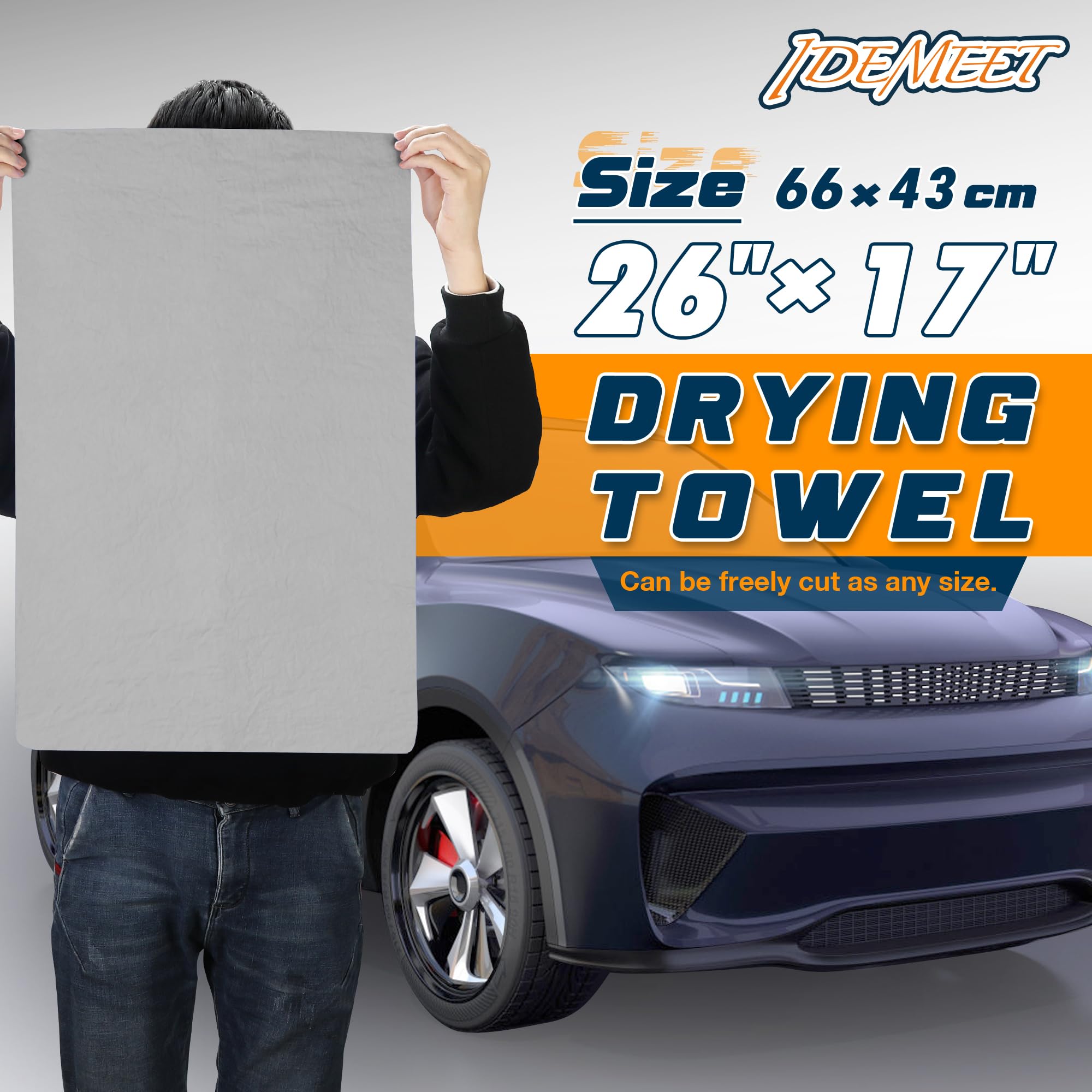 Idemeet Premium Absorbent Car Drying Towel 2 Pack 26/''X17/'' Super Soft Shammy Towel For Vehicle Reusable Chamois Cloth For Car