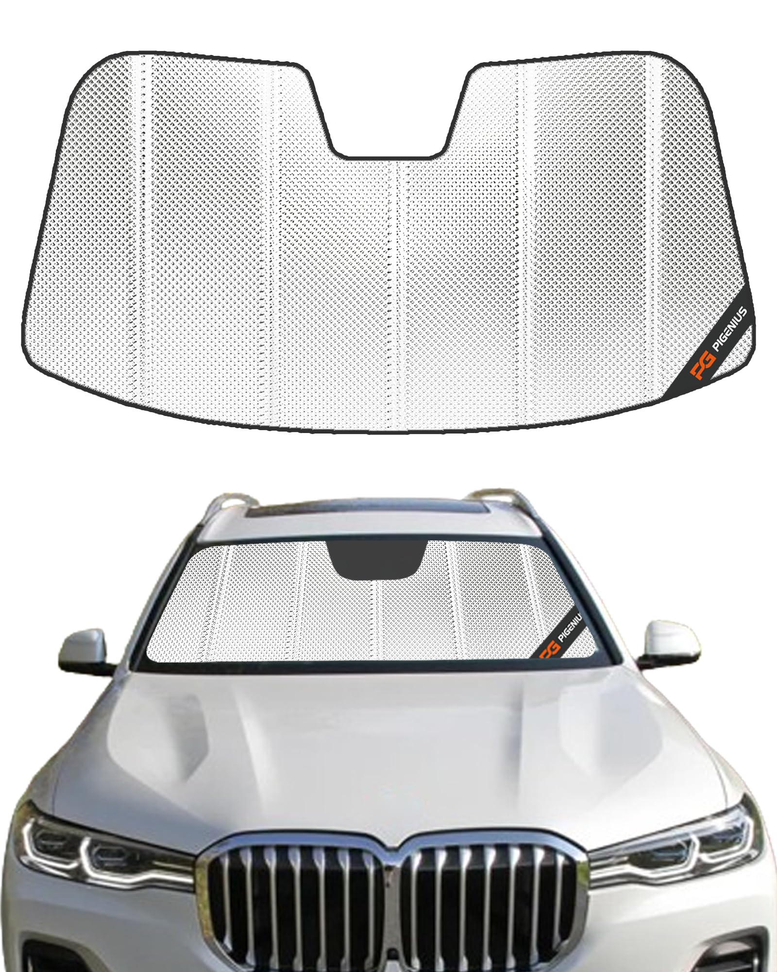 Pigenius Windshield Sun Shade for X5 2019-2023, X7 2019-2022, Alpina XB7 2021-2022. Reflective Aluminum Film Front Window Sunsha