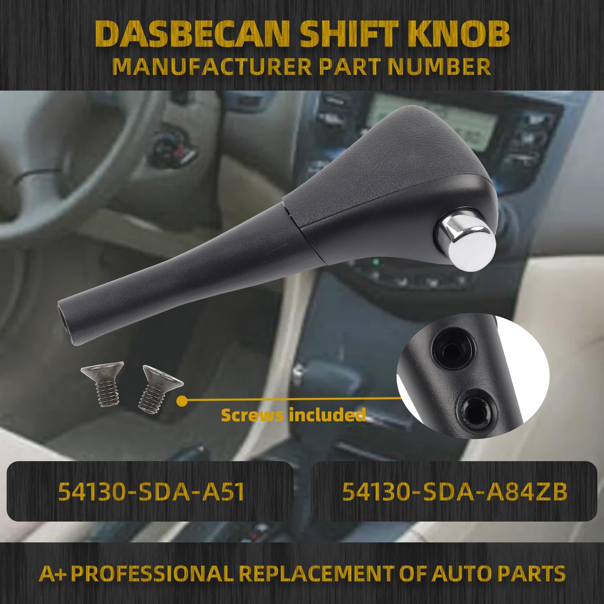 Dasbecan Shifter Knob Handle Compatible With Honda Accord 2003-2006 Automatic Gear Shift Handle Lever Replaces 54130-Sda-A84Zb 5