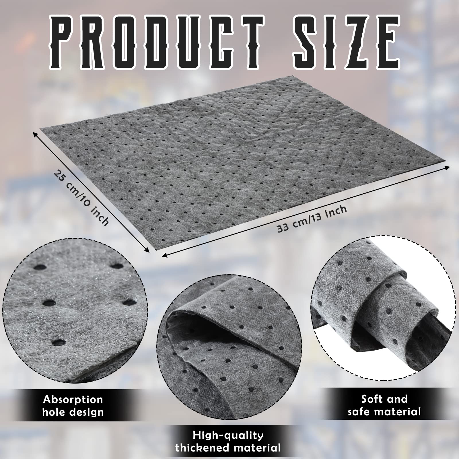 100 Pcs Oil Absorbent Pads Weight Dimpled Pad Garage Accessories Water Absorbent Mat Oil Spill Mat for Absorbing Protecting Home