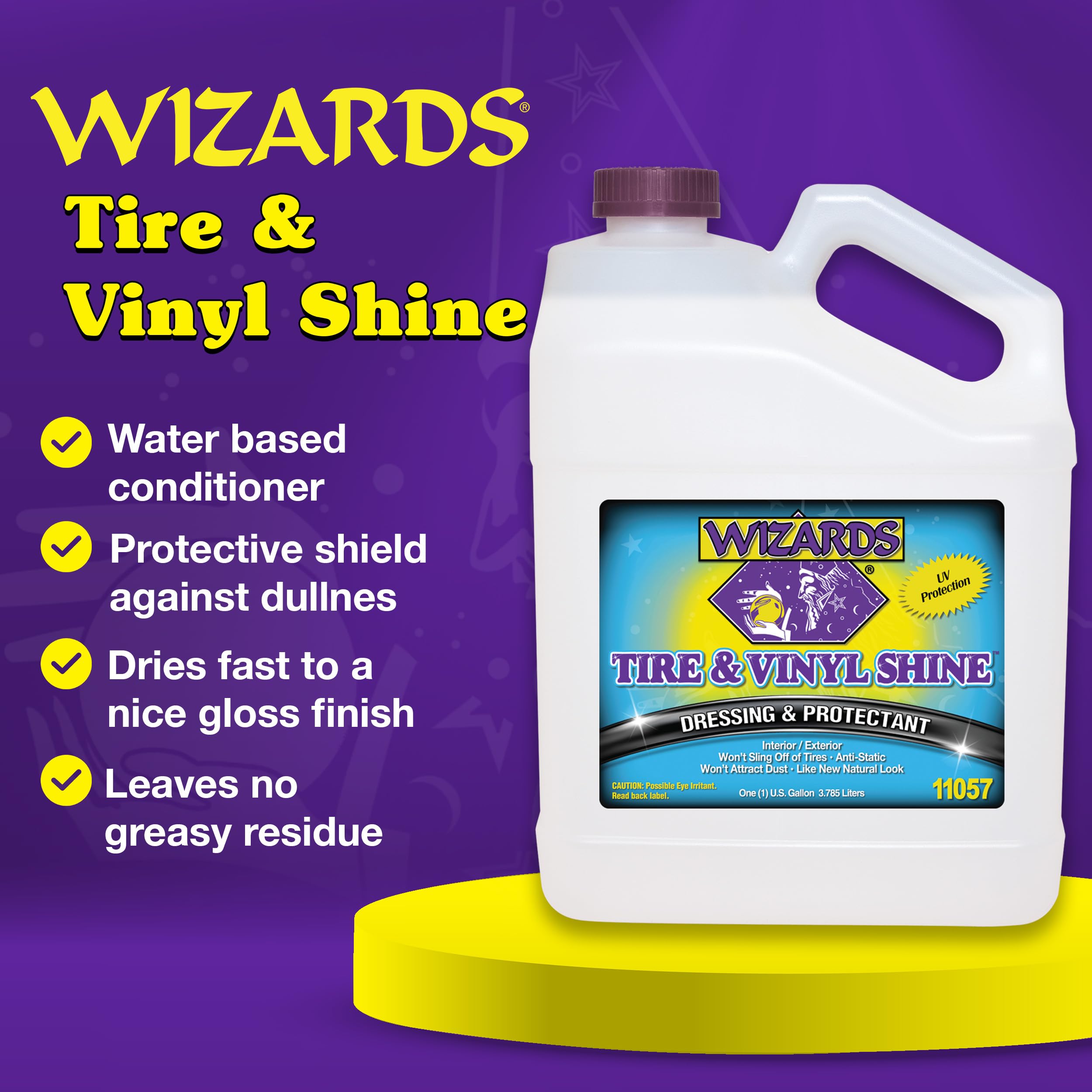 Wizards - Vinyl & Tire Shine Spray, Tire Dressing And Protectant, Professional Detail Spray, No Sling Off, Anti-Static Car Detai