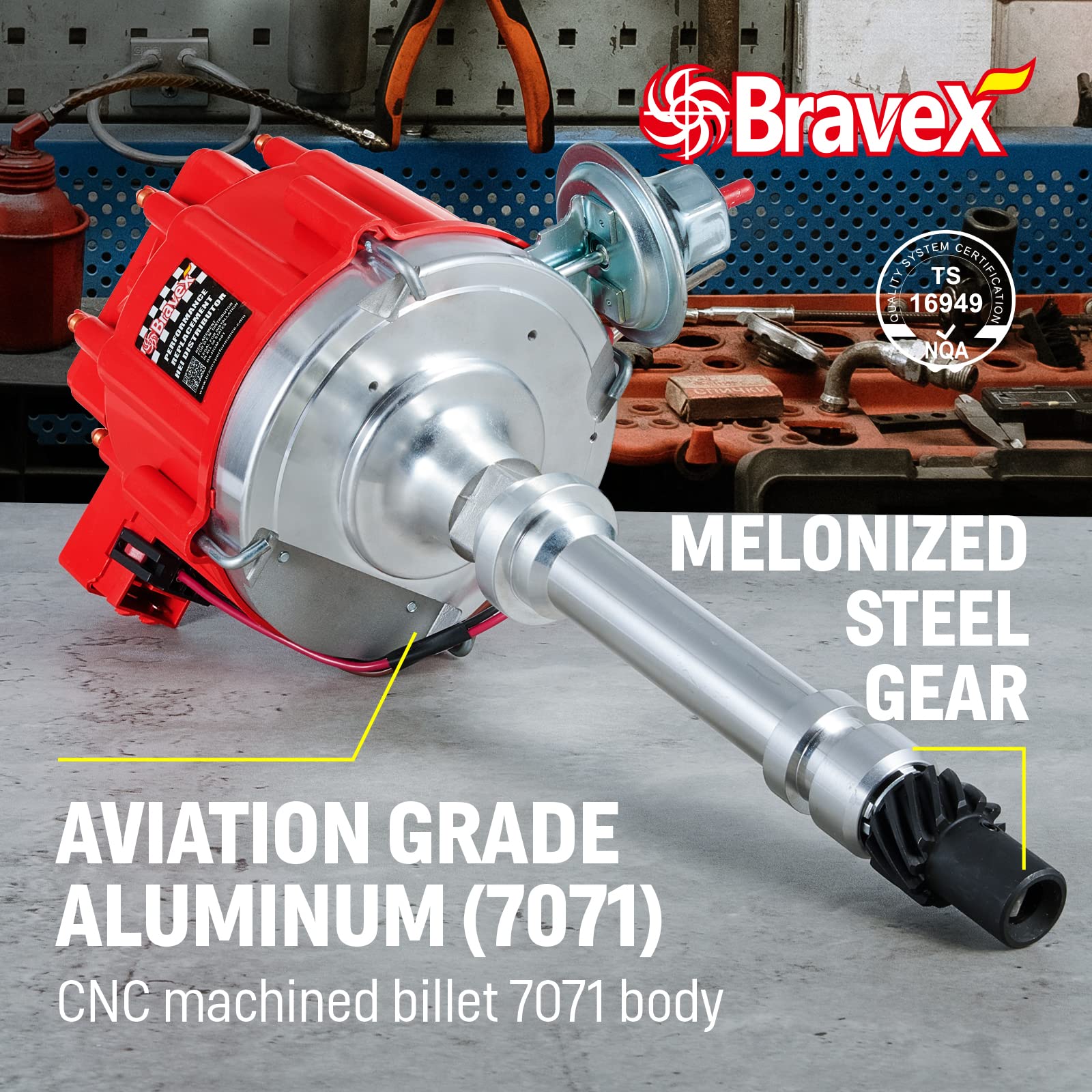 Steinbrücke High Performance Red Cap Hei Distributor For Chevy Gm Sbc 283 305 307 327 350 400 Bbc 454 396 427 Small/Big Block 65K Coil 7500Rpm