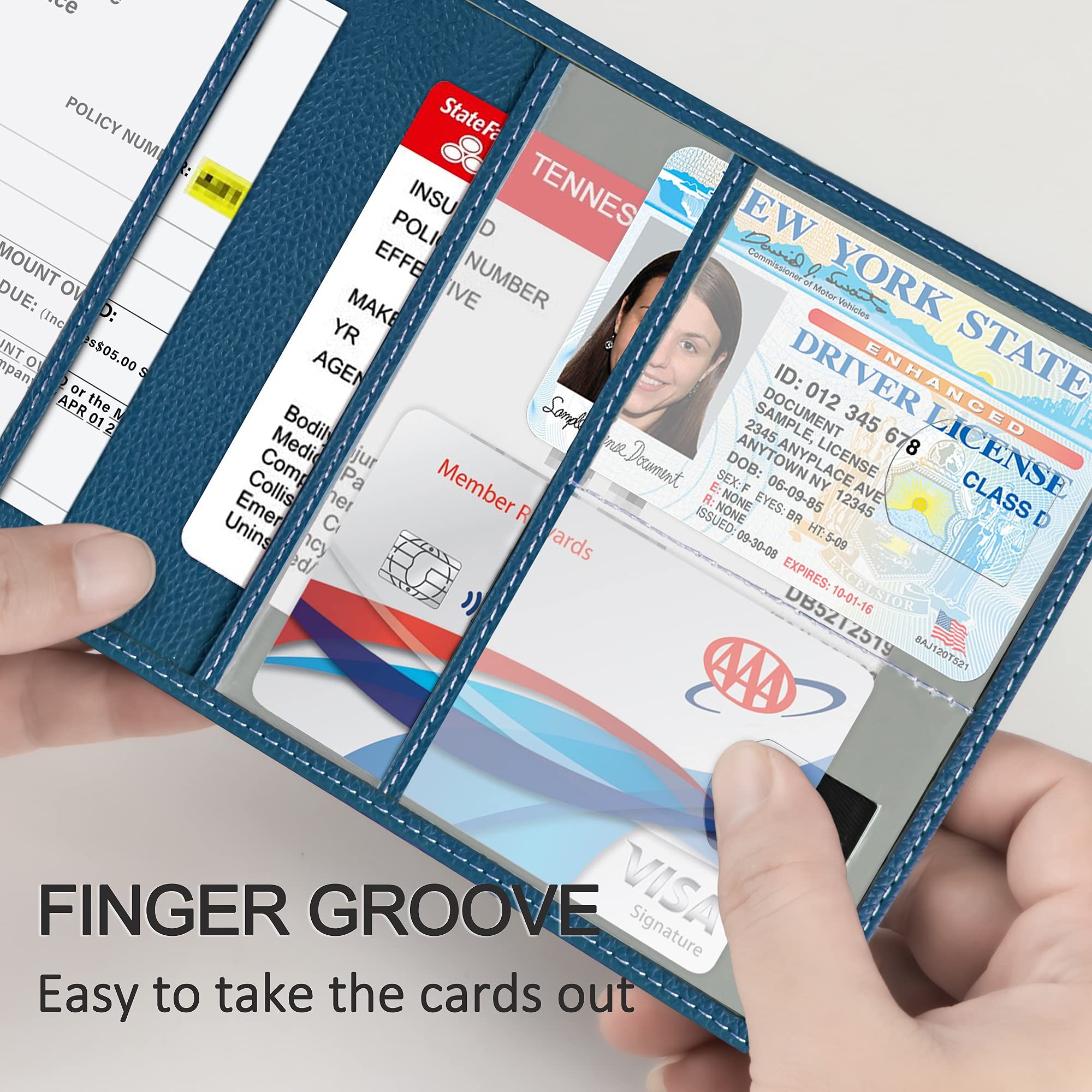 New Fashion Kingdom Car Registration And Insurance Holder, Premium Pu Leather Vehicle Glove Box Car Organizer Men Women Wallet A