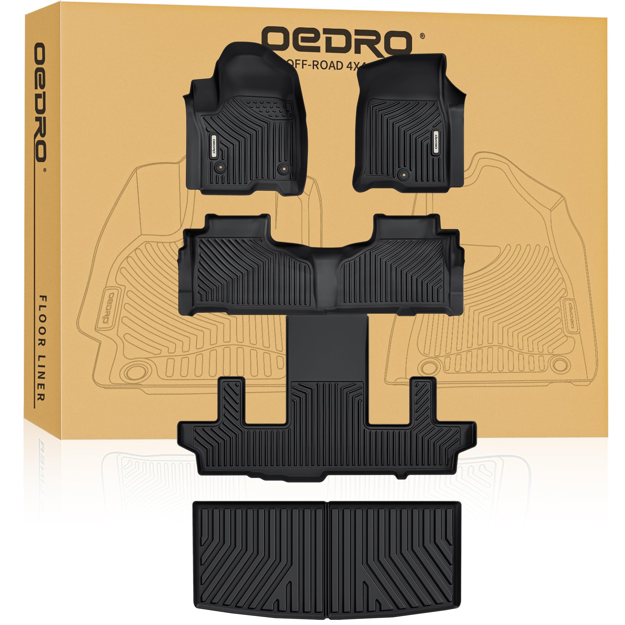 Oedro Floor Mats & Cargo Liner For Chevy Tahoe/Gmc Yukon 2025-2021 (Only For Bucket Seats), Tpe All-Weather Floor Mats For Chevr