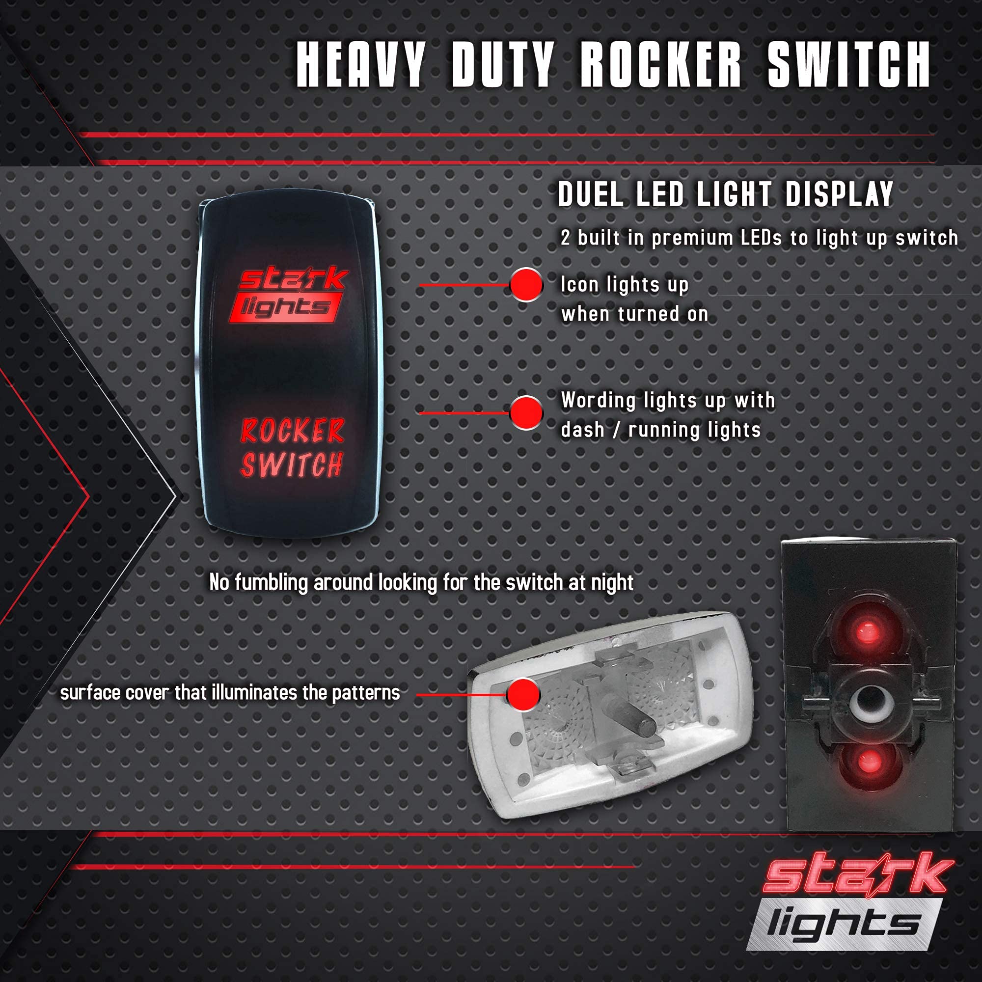 Rear Lights (3) - Green - Laser Etched 5-Pin Double Pole Single Throw Maintained On-Off Dpst Toggle Switch 20A 12V