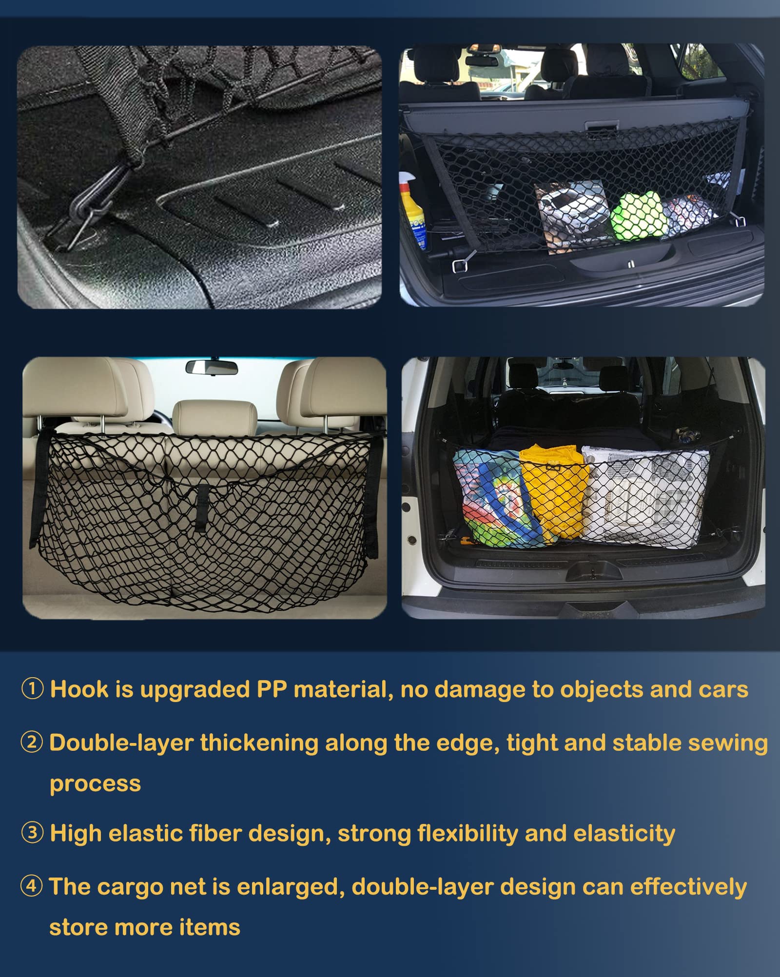Omocyra Cargo Trunk Net for Chevrolet Tahoe 2015-2025, Black Nylon Tailgate Netting