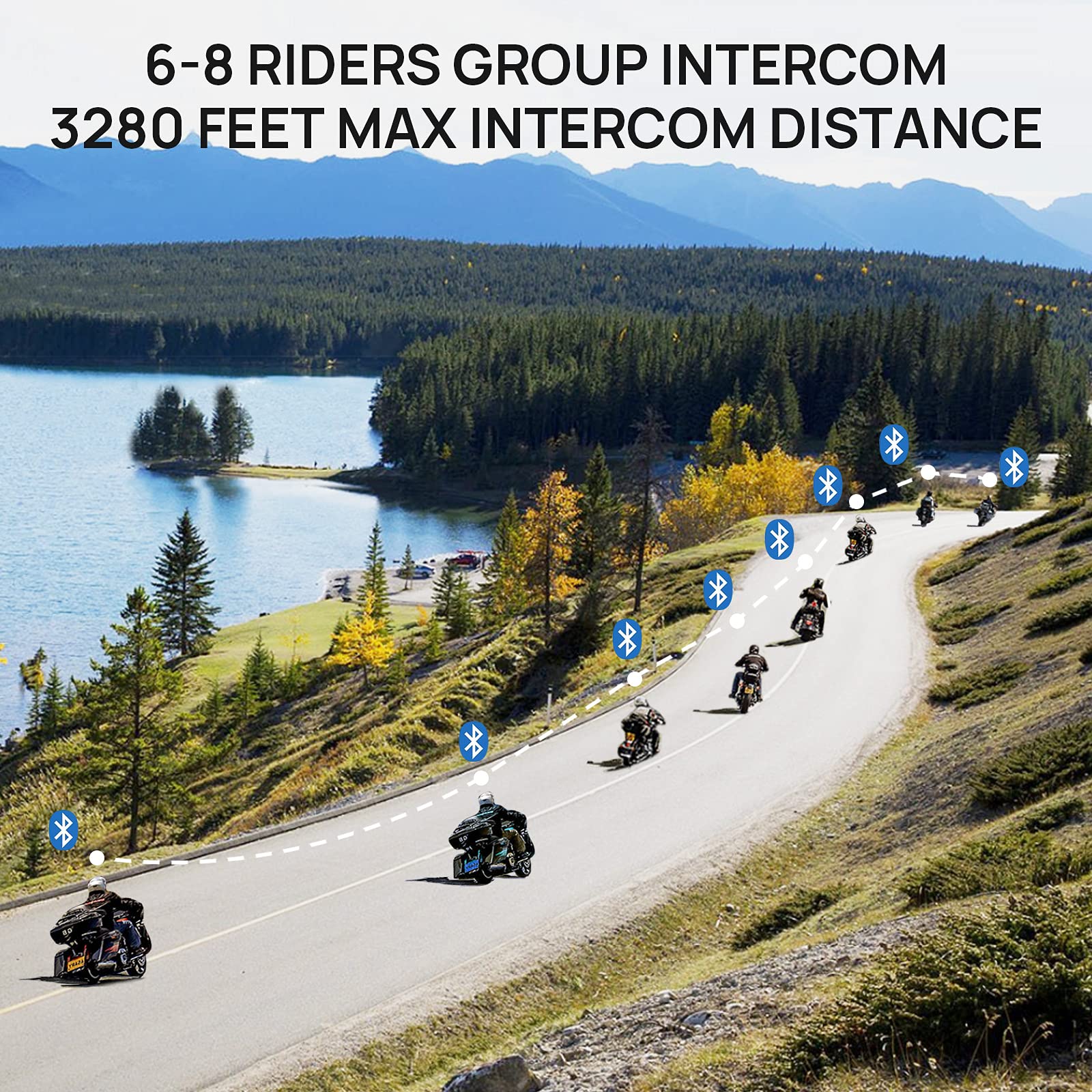 Ilm Bluetooth Motorcycle Helmet Modular Flip Up Full Face Dual Visor 6 Riders Group Intercom Mp3 Fm Radio Dot Model 902Bt Pro(Gl