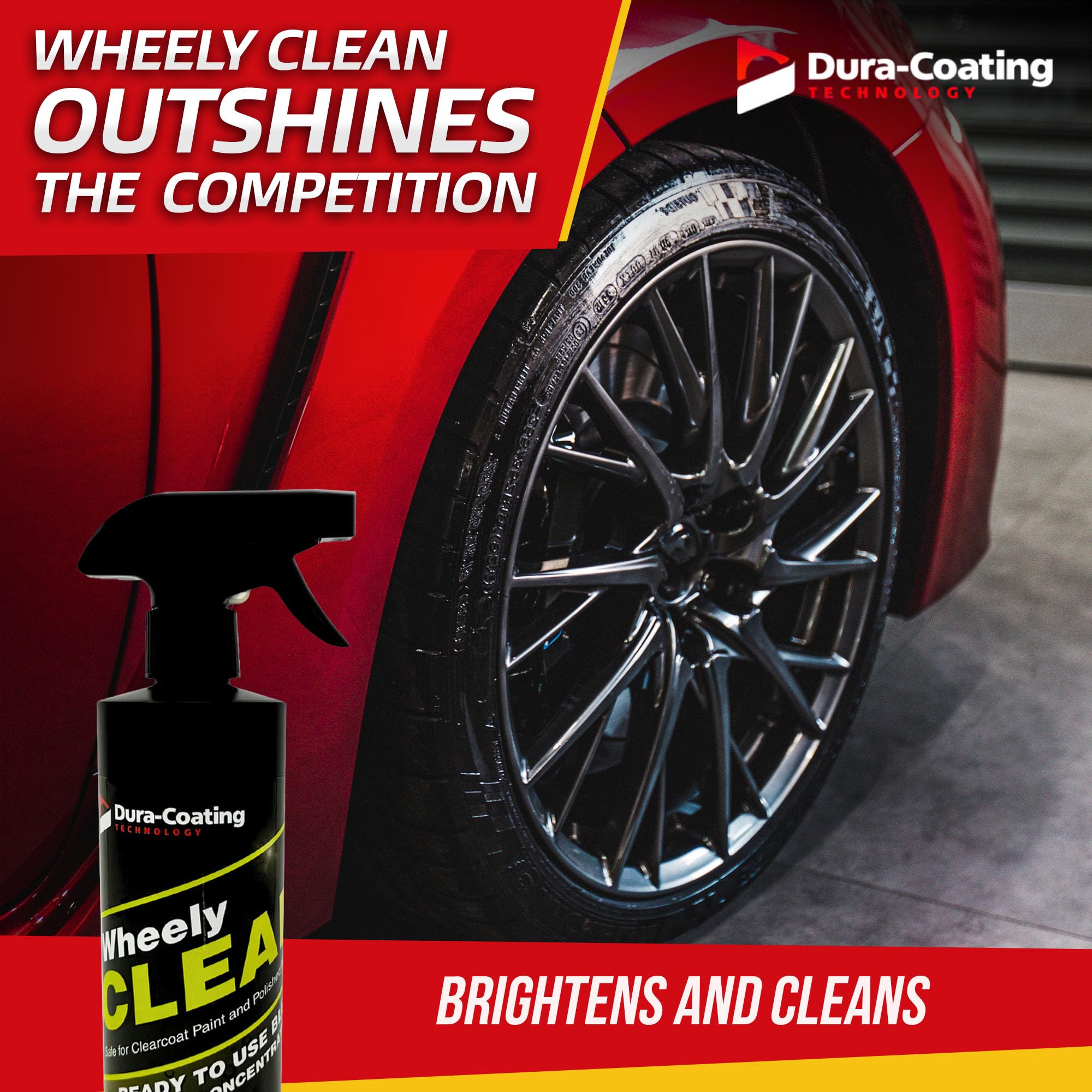 DURA-COATING TECHNOLOGY Wheely Clean Professional Wheel Cleaner Spray - 16 oz - Removes Brake Dust for Aluminum, Chrome, and Clear-Coated Wheels
