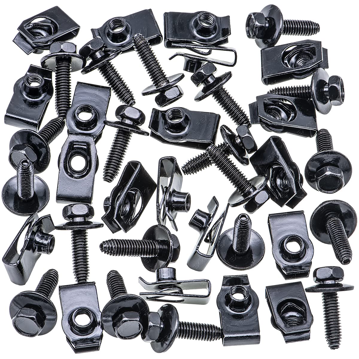 Rexka 20 Sets M6-1.0 Extruded U Nuts & Body Bolts Kits for GM Ford Chevy BuickChrysler Cadillac - Multipurpose - Body Fender Bum