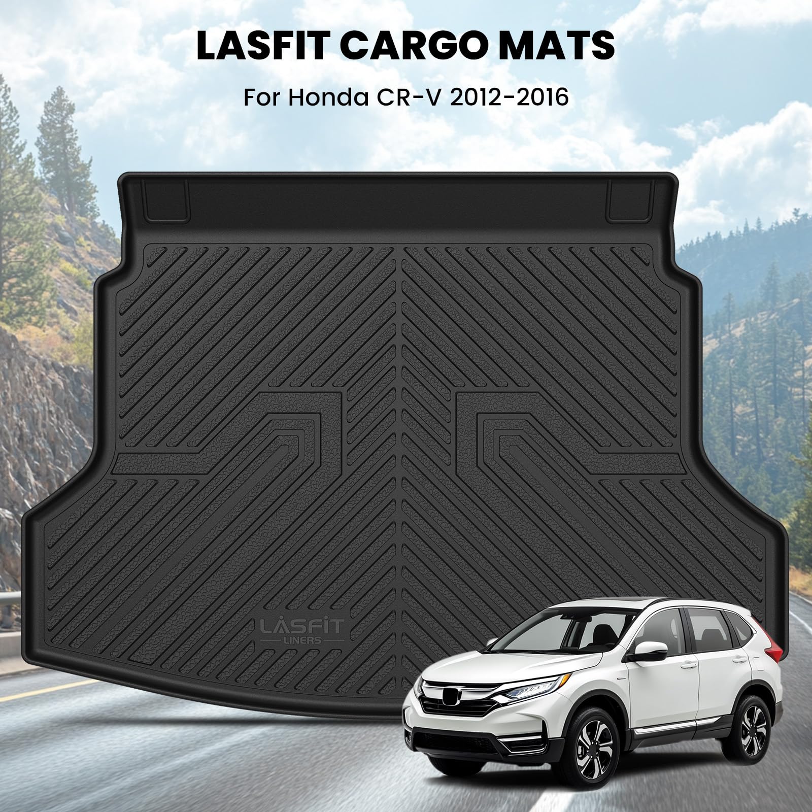 LASFIT Trunk Mat for Honda CRV 2012-2016, All Weather Custom Fit TPE Cargo Mat for CR-V 2012 2013 2014 2015 2016 Trunk Tray Carg