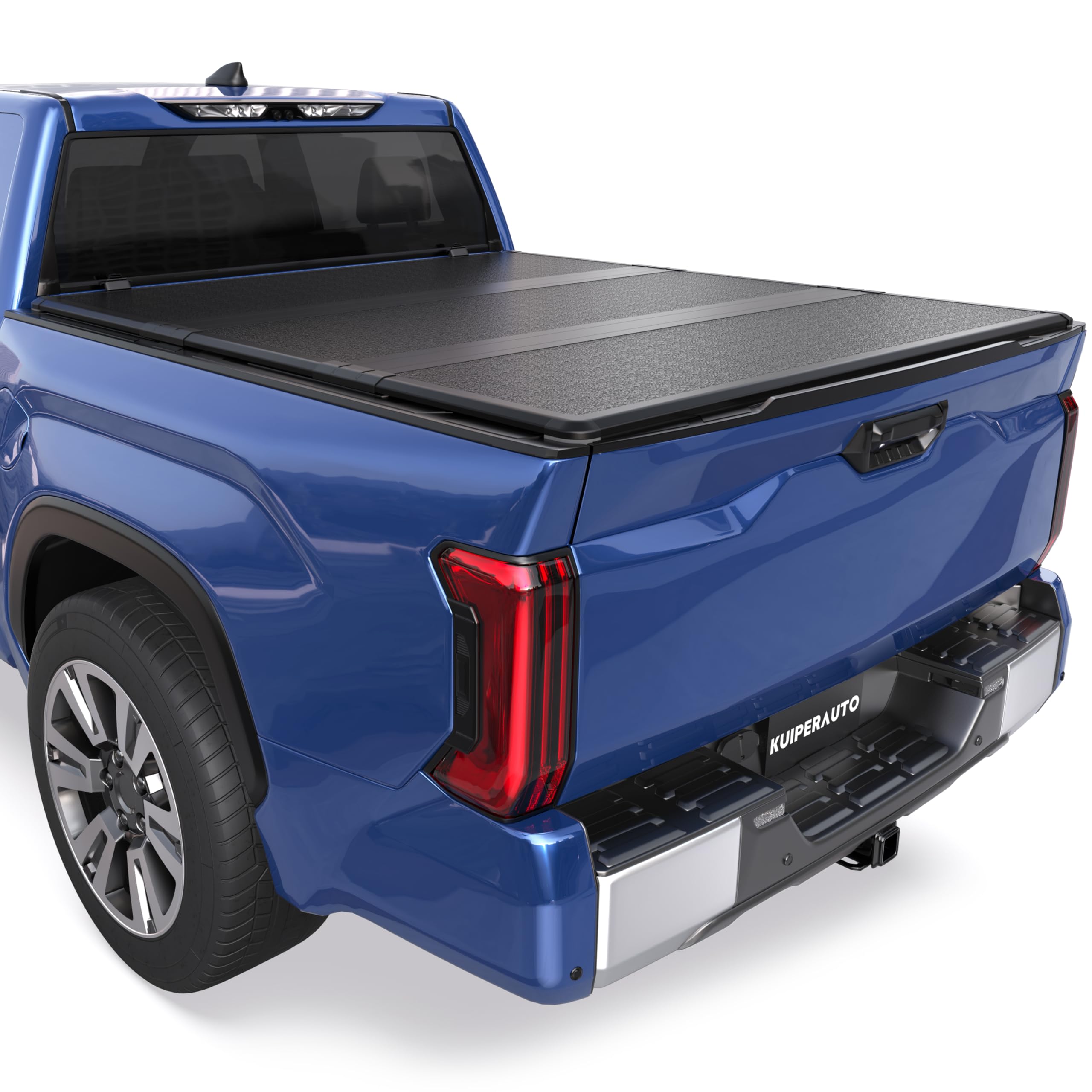 KUIPERAUTO Fiberglass Tri Hard Tonneau Cover Compatible for 2014-2021 Toyota Tundra Fleetside Truck Bed Cover - 5.5 FT Bed On To