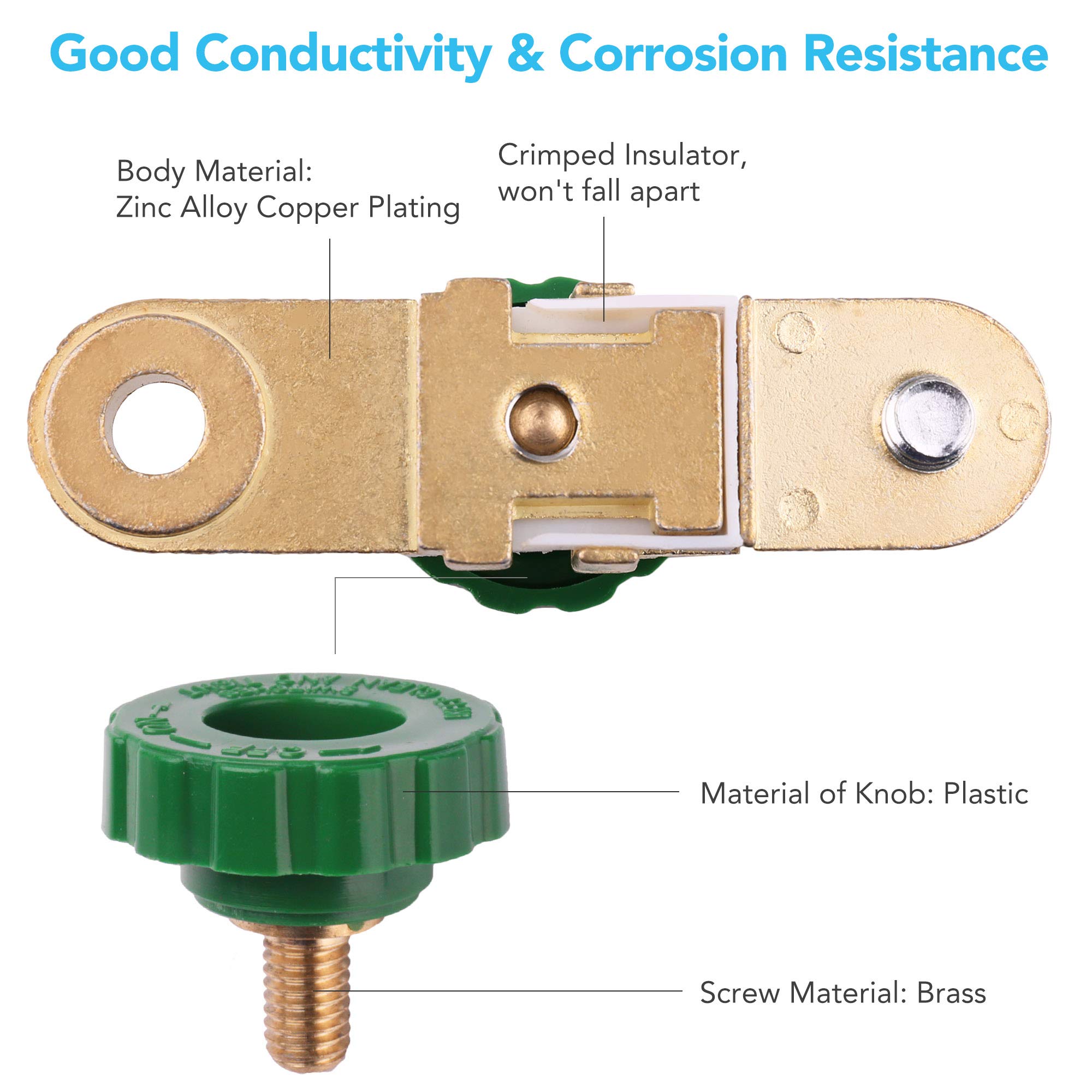 LotFancy Side Post Battery Disconnect Switch for Auto Truck RV Boat Marine, Pack of 2, Battery Cutoff Switch 12V 24V, Battery Ki