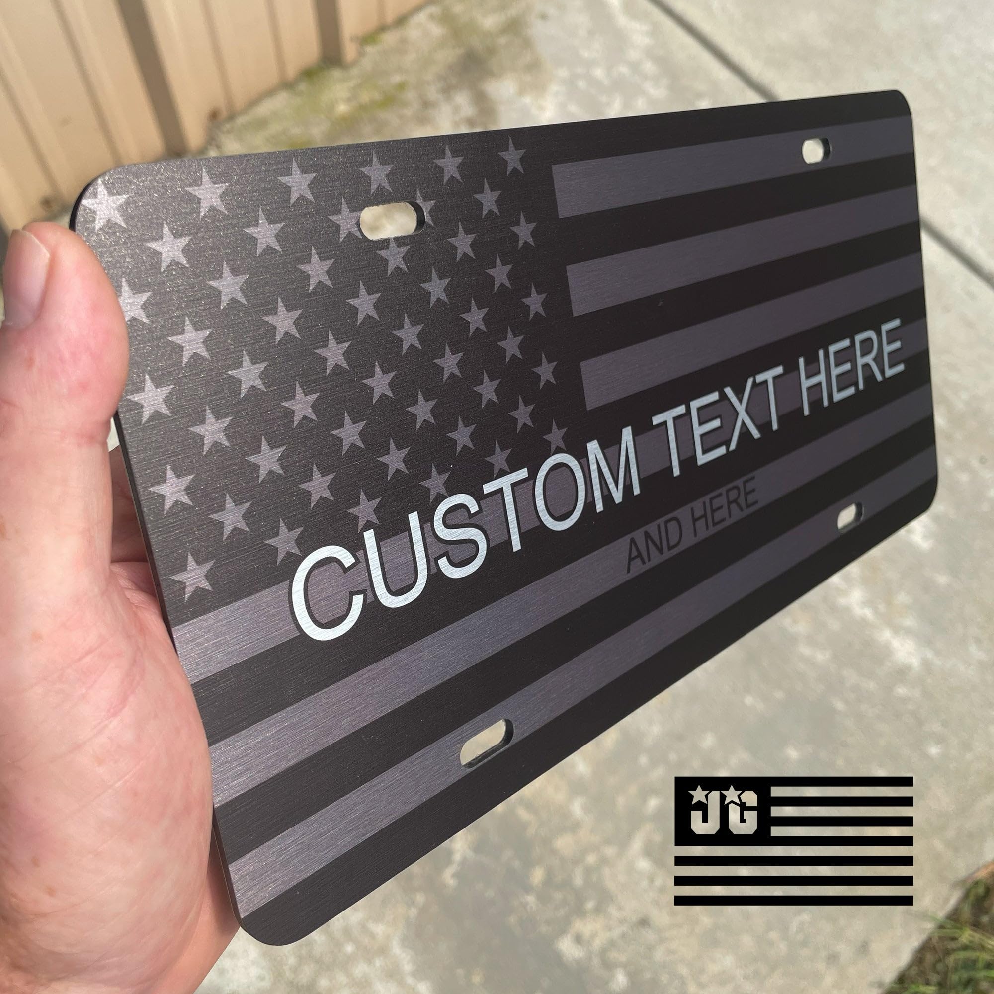 Jass Graphix Personalized Tactical American Flag License Plate - Custom Made In The Usa -Black