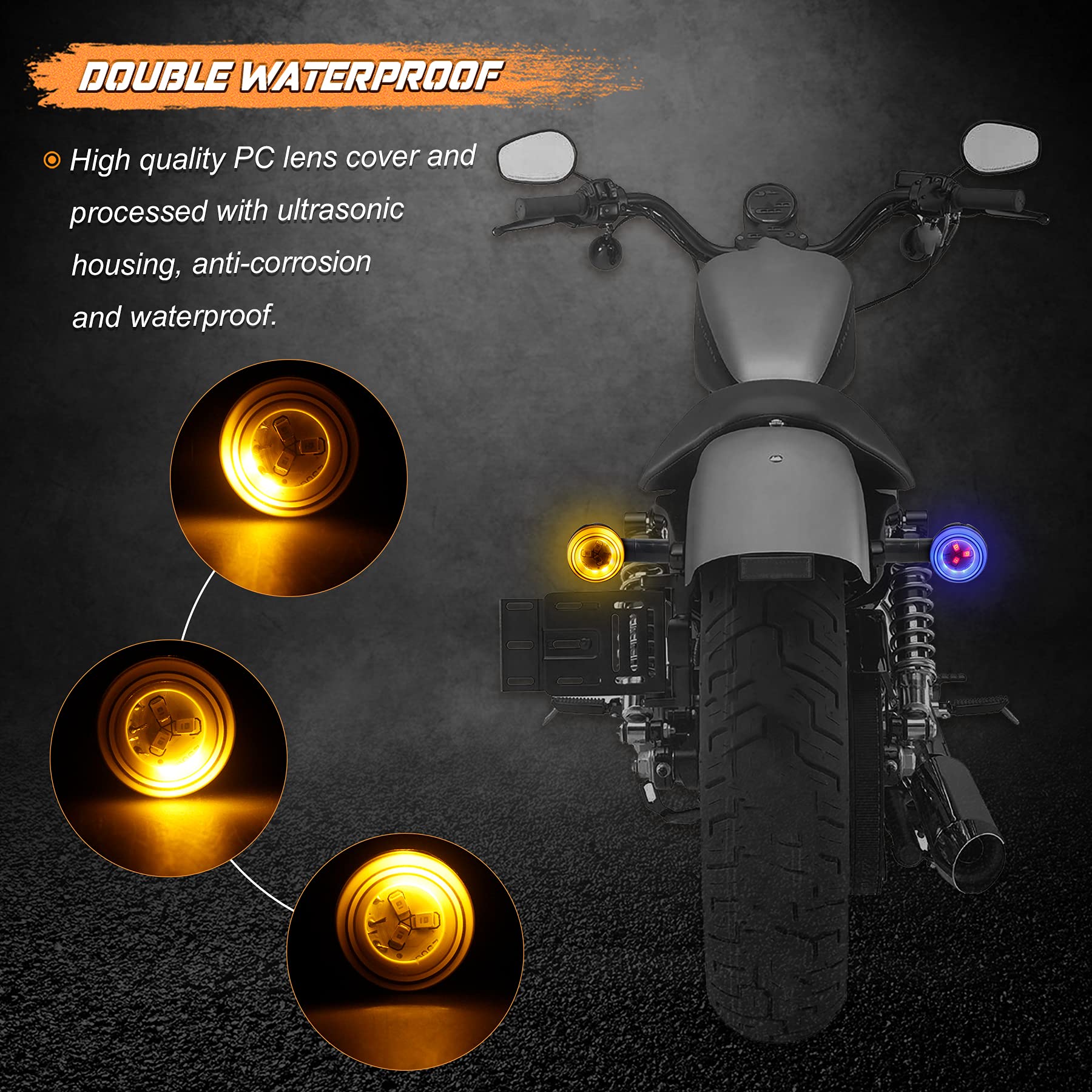 NTHREEAUTO Sequential Turn Signals Light LED Switchback Flowing Motorcycle Blinkers Universal Bullet Indicators Compatible with