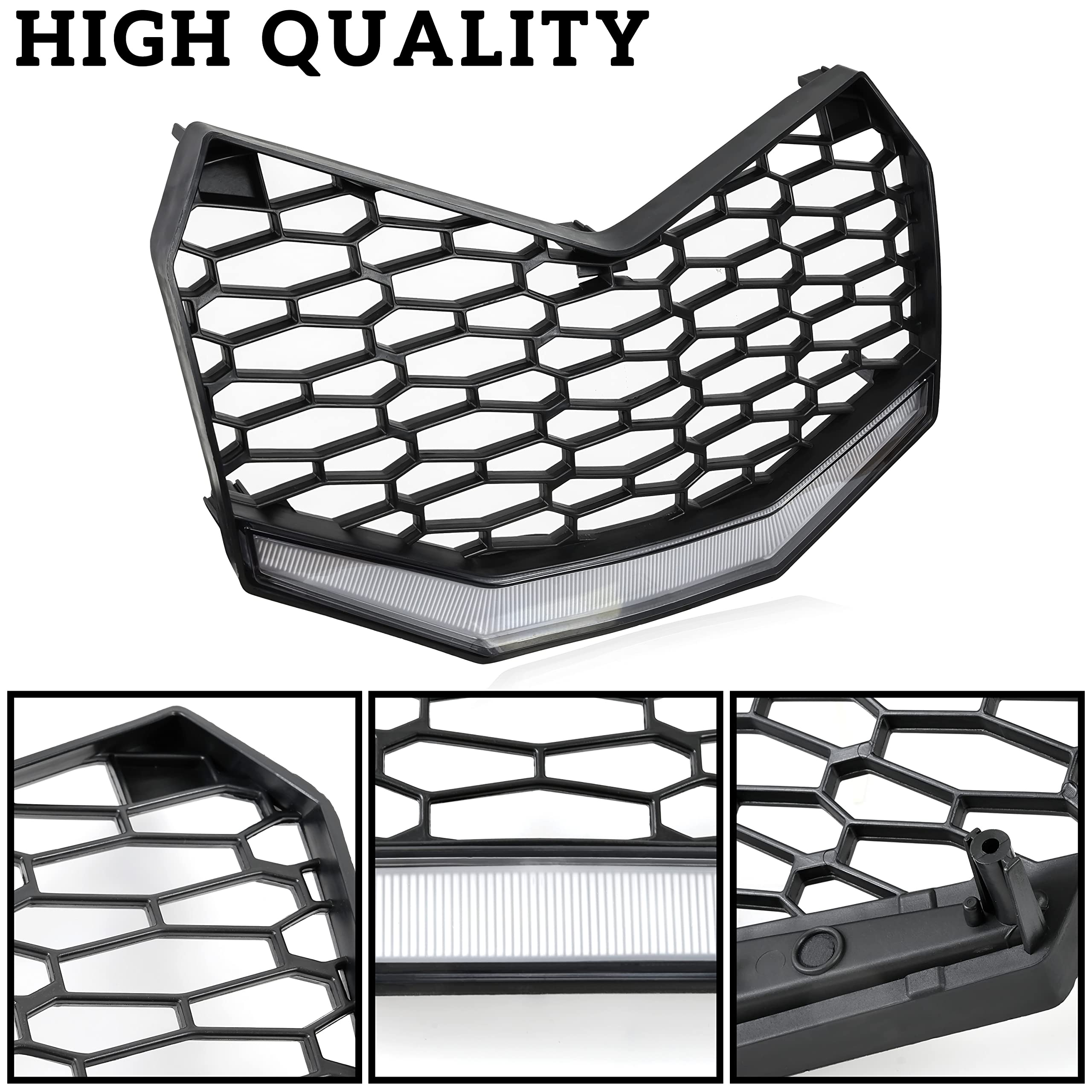 Sautvs Front Grille With Led Light For Maverick X3 2017-2025, New Premium Front Bumper Mesh Grill With Led Light Bar For Can-Am Maverick X3 2017-2025 Accessories