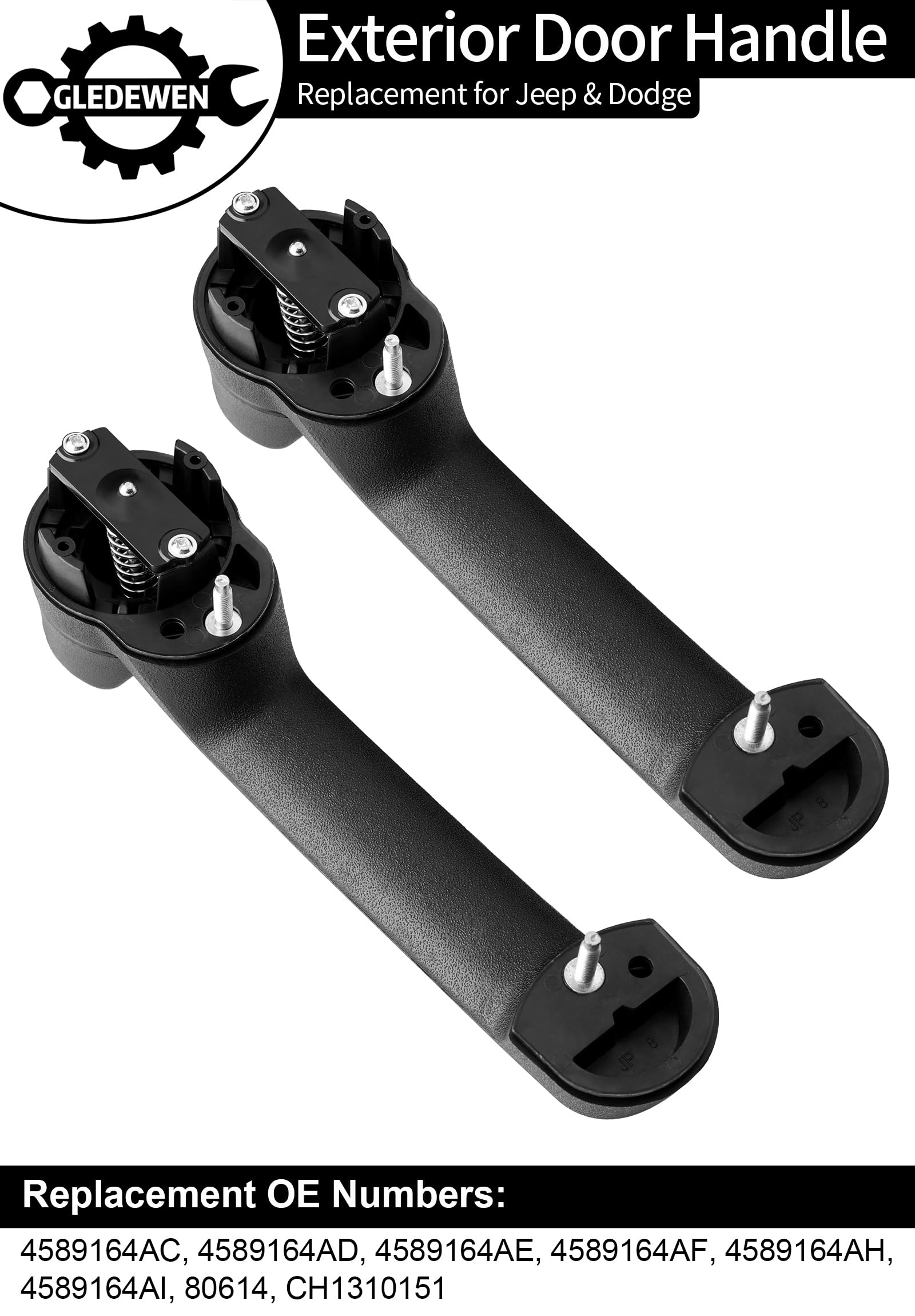 Exterior Door Handle (2PCS), Compatible with 2007-2018 Jeep Wrangler JK, Jeep Liberty, Dodge Nitro, Front or Rear Left Driver or