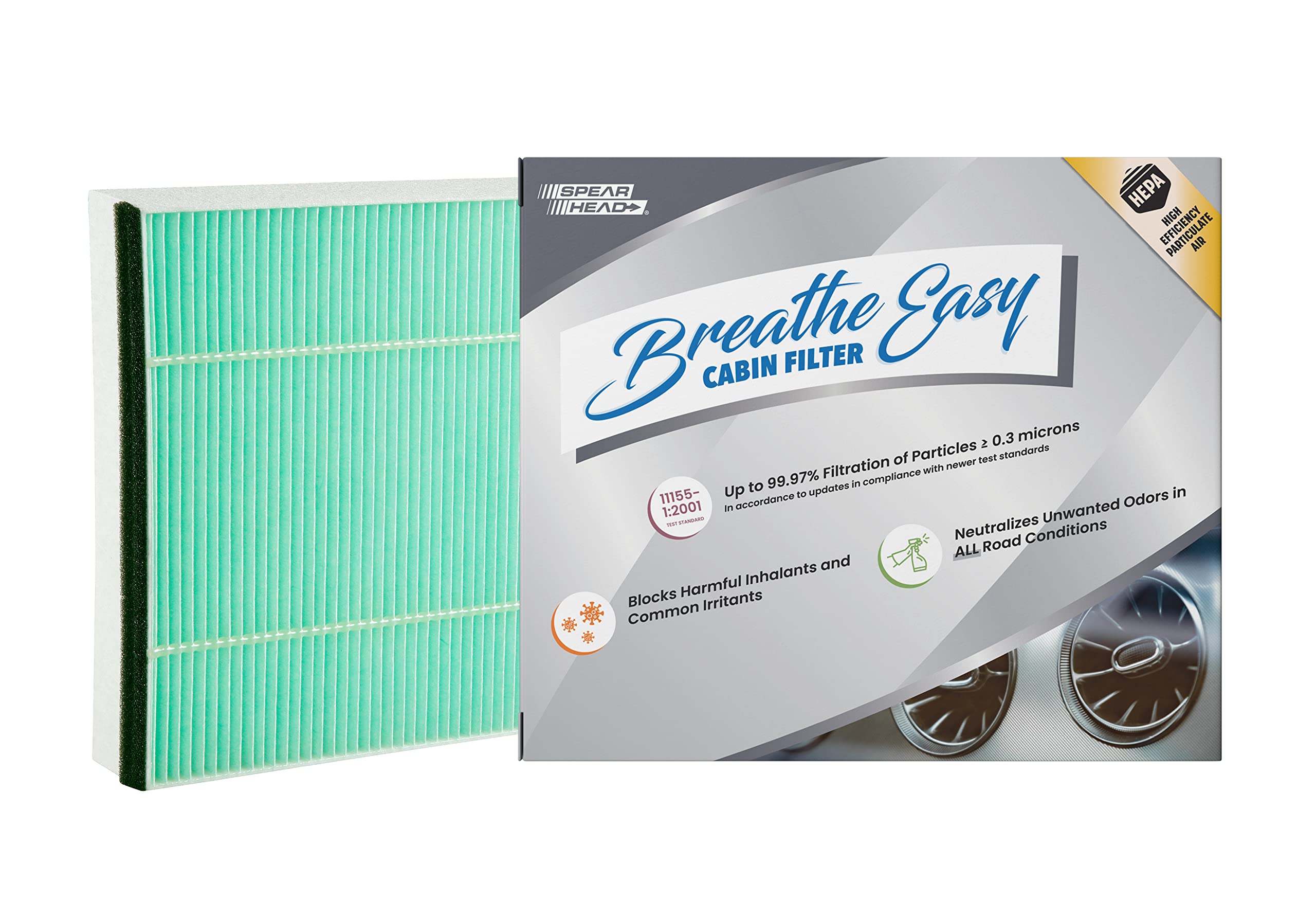 Spearhead Hepa Breathe Easy Cabin Filter, Up To 99.97% Filtration Of 0.3 Micron Particles W/No Airflow Reduction (Be-920H)