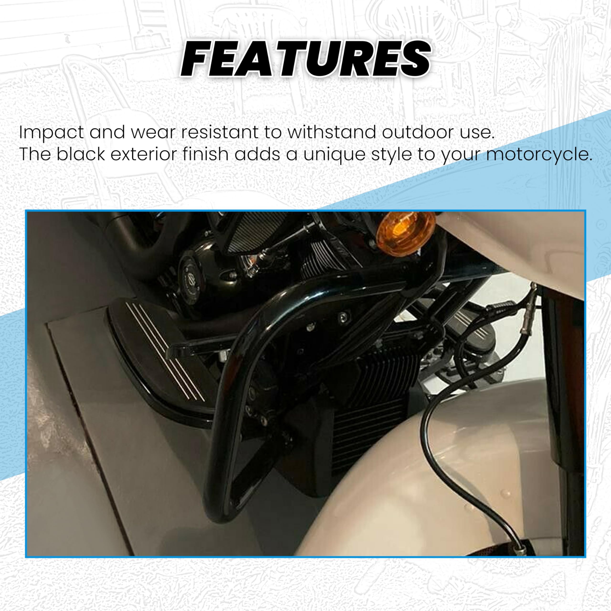 ECOTRIC Saddlebag Bracket Guard Bars Compatible with 2014-2024 Harley Davidson Touring Street Road Glide FLH Saddle Bags Guard Mount Black