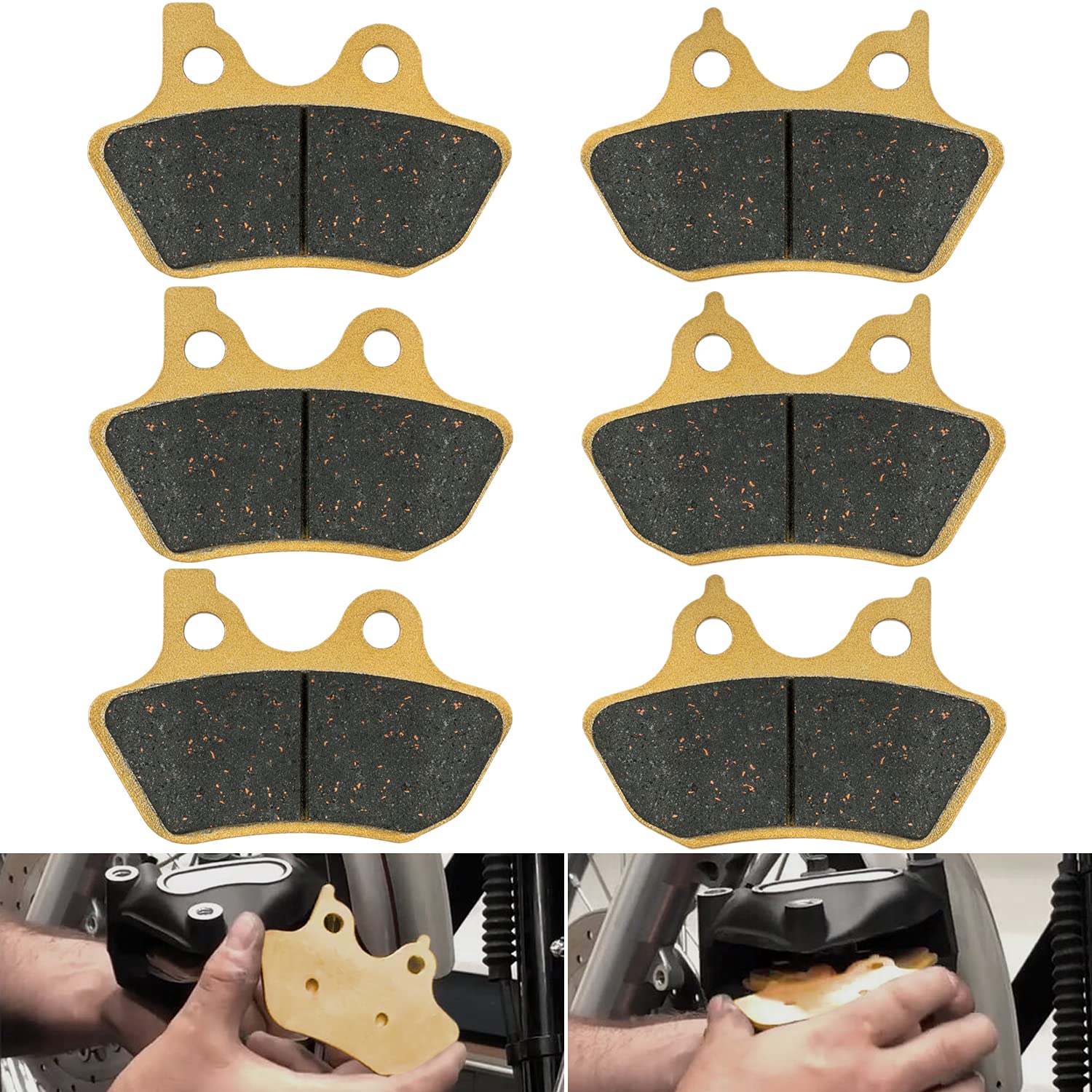 Brake Pads Heavy-Duty Ceramics For Harley Davidson 2000-2007 Touring Flhtcu-I Electra Glide Ultra, 2 Front + 1 Rear Replacement Brake Pads Set