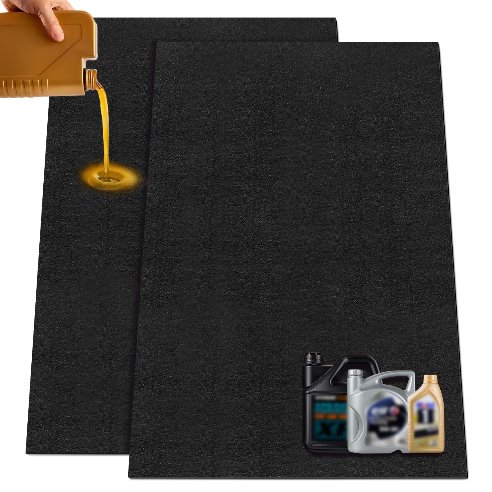 Linla 61'' X 39'' (2-Pack) Absorbent Oil Mat, Contains Liquid Garage Floor Mat, Motorcycle Rug For Garage,Reusable, Washable, Pr