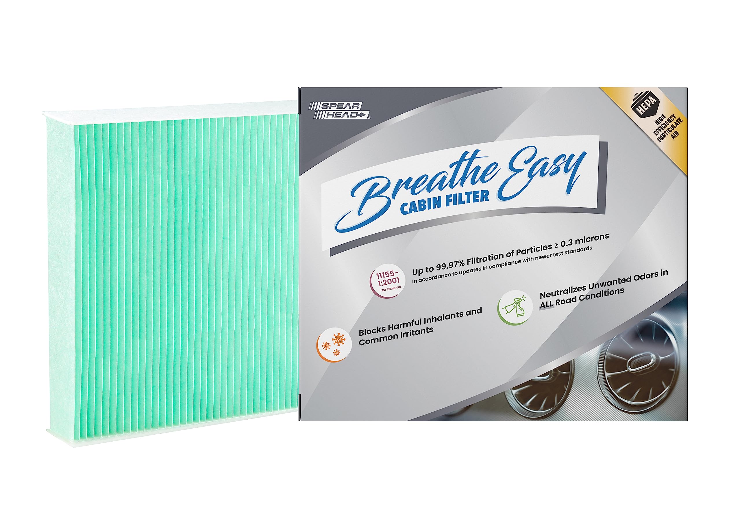 Spearhead Hepa Breathe Easy Cabin Filter, Up To 99.97% Filtration Of 0.3 Micron Particles W/No Airflow Reduction (Be-157H)