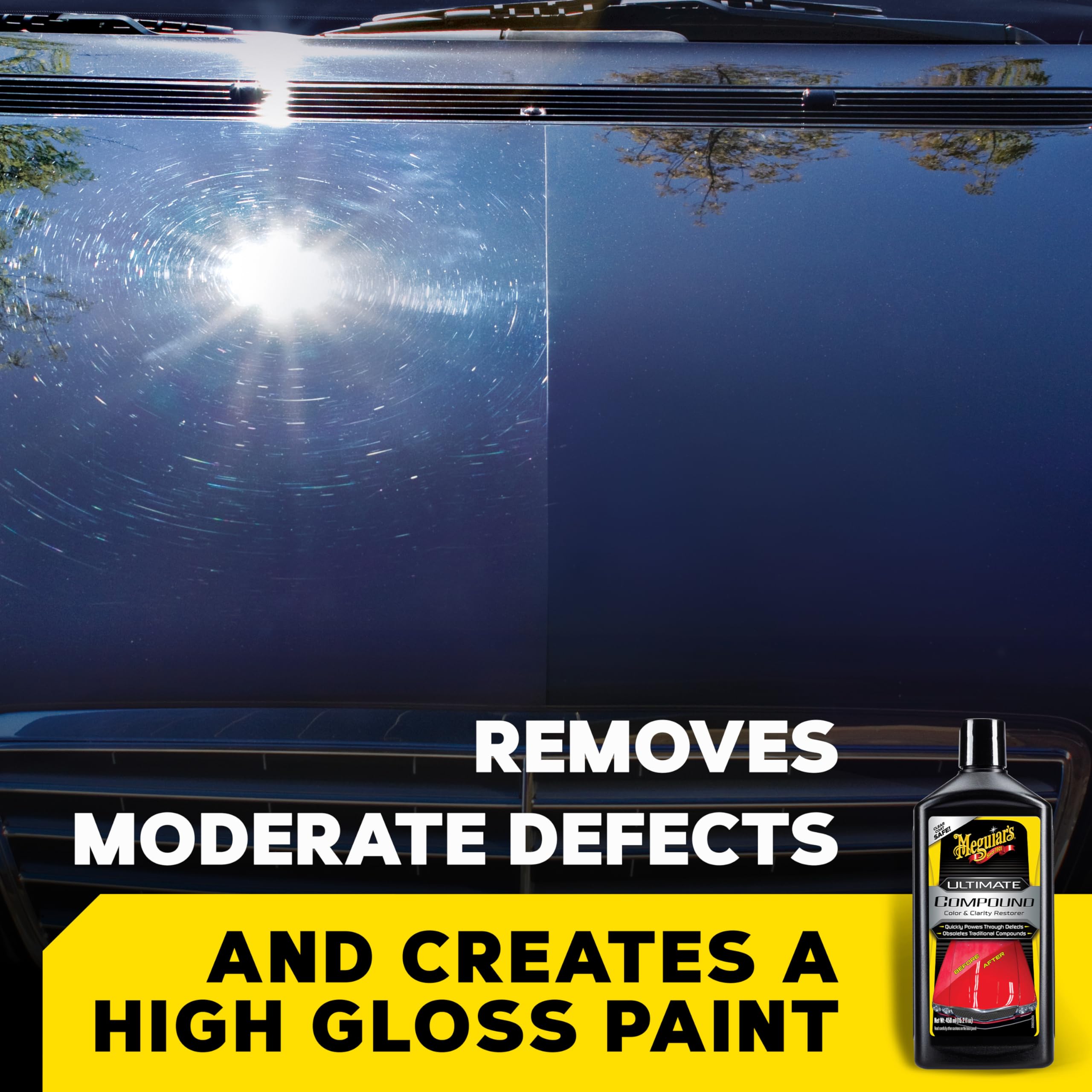 Meguiar's Ultimate Compound - Pro-Grade Car Scratch Remover, Paint Correction Compound that Removes Defects While Adding Gloss a
