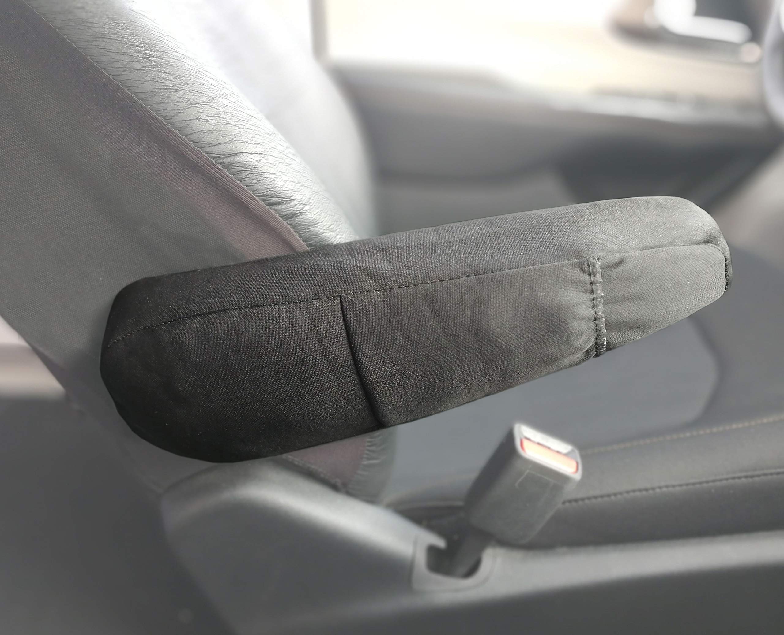 Yupbizauto Universal Black Armrest Covers With Pocket, 2-Pack - Durable, Easy Fit