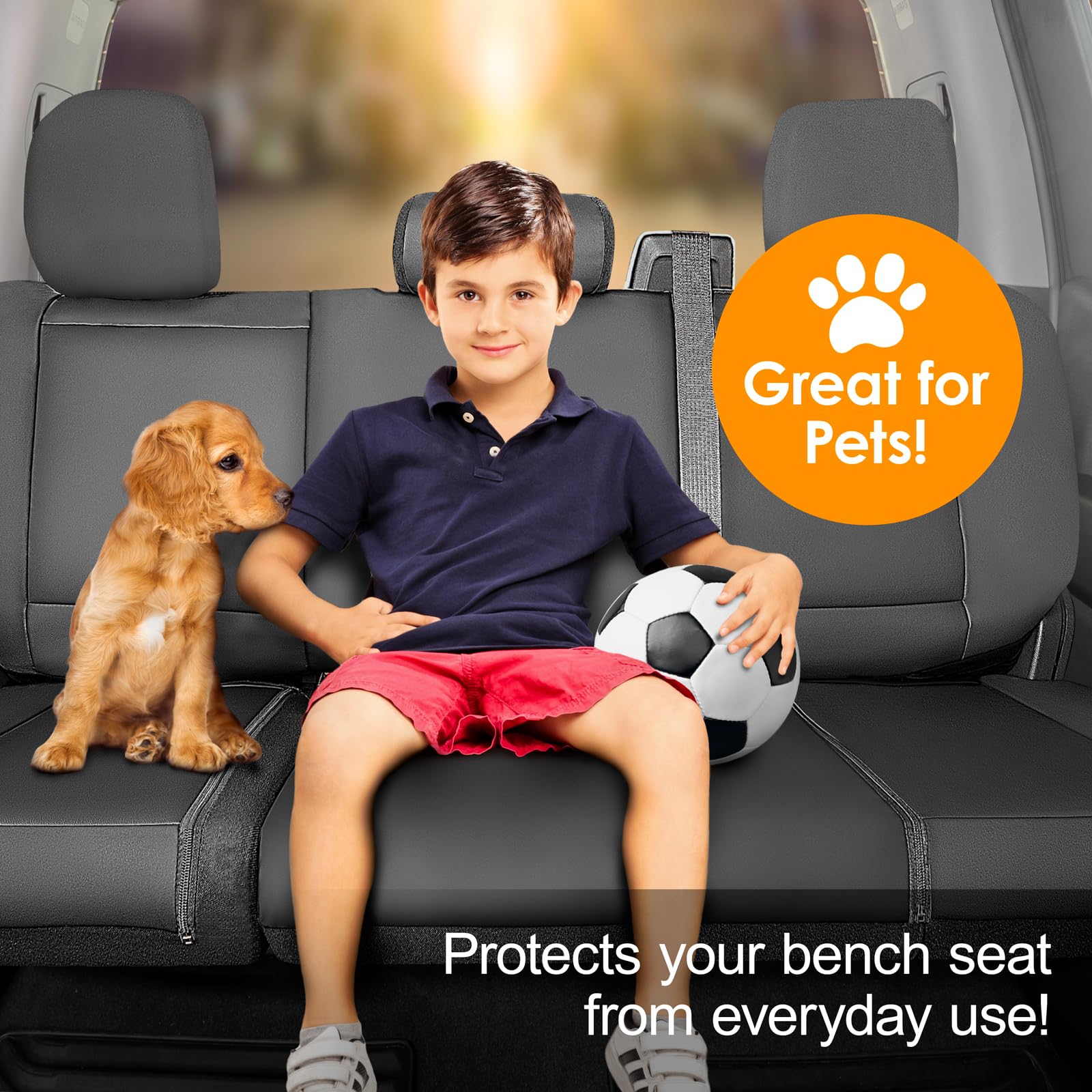 LPI Truck Bench Seat Cover Fits All Full-Size Silverado F-150 Ram Sierra Titan Tundra Pickup Trucks; Folding Bench or Standard B