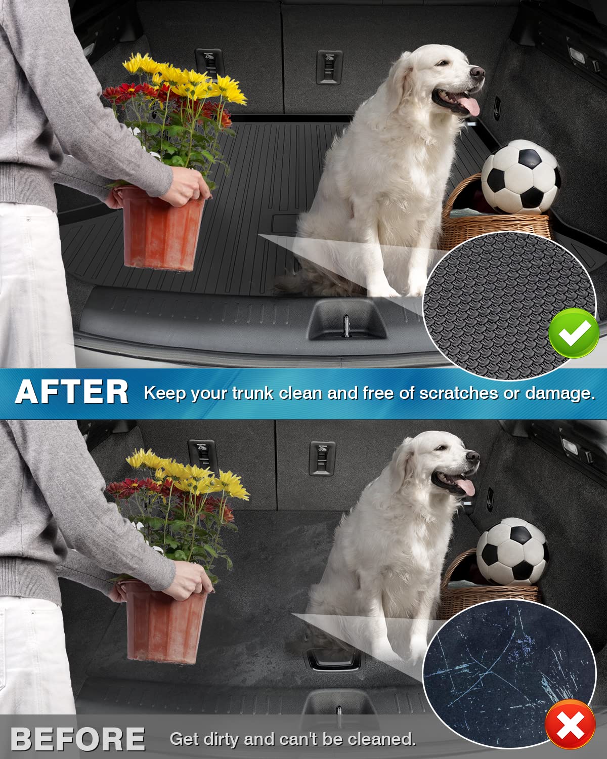 Mixsuper Custom Fit Cargo Liner for 2019-2025 Cadillac XT4 All Weather Trunk Liner Rear Cargo Mat Anti-Slip Durable Black