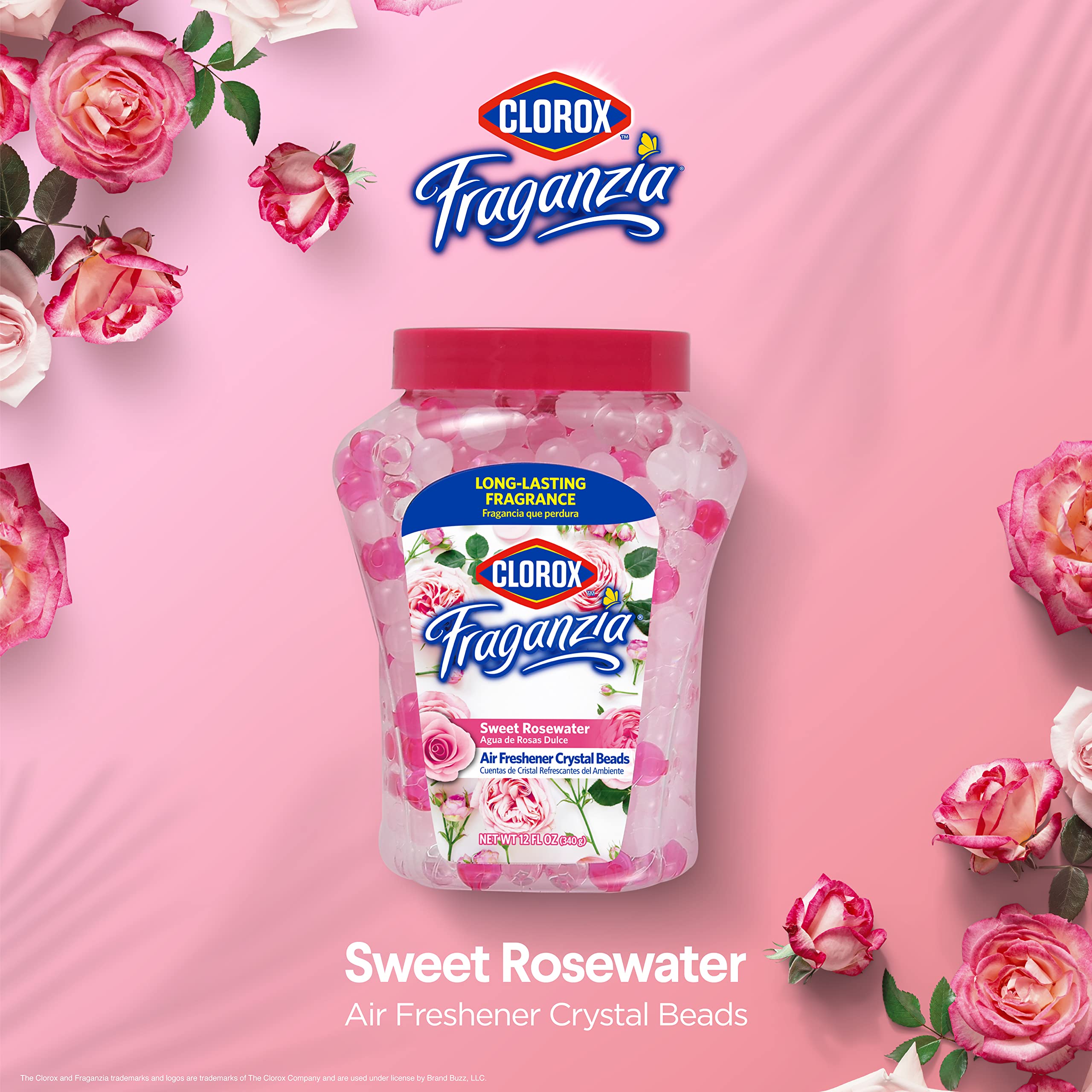 Clorox Fraganzia Air Freshener Crystal Beads Sweet Rosewater 12oz | Long-Lasting Air Freshener Beads 12 Ounces | Easy to Use Ven