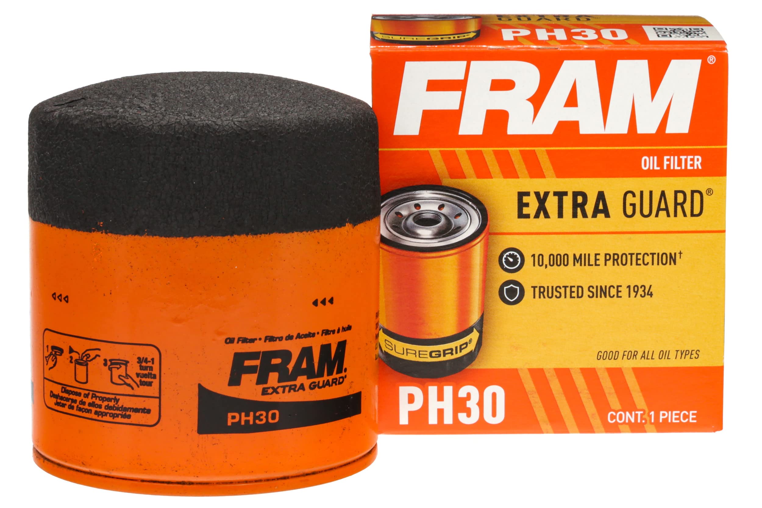 FRAM Extra Guard PH30, 10K Mile Change Interval SpinOn Oil Filter