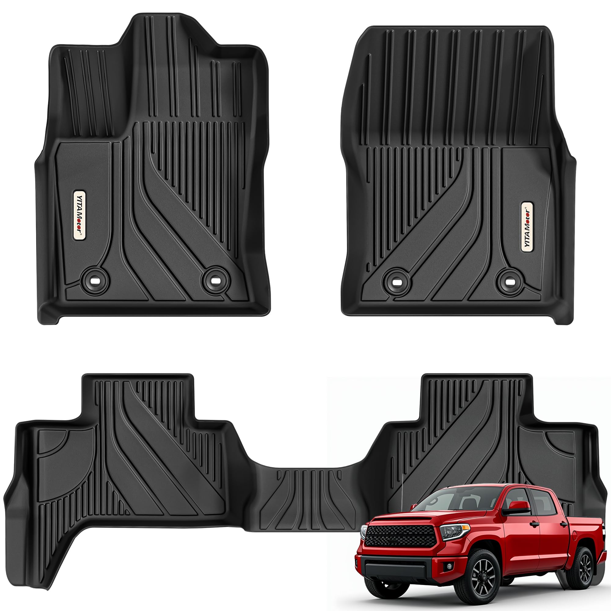 Yitamotor Floor Mats Fits For Toyota Tundra Double Cab 2025-2022, Custom Fit Tundra Car Mats, All-Weather Tpe Front And Rear Row