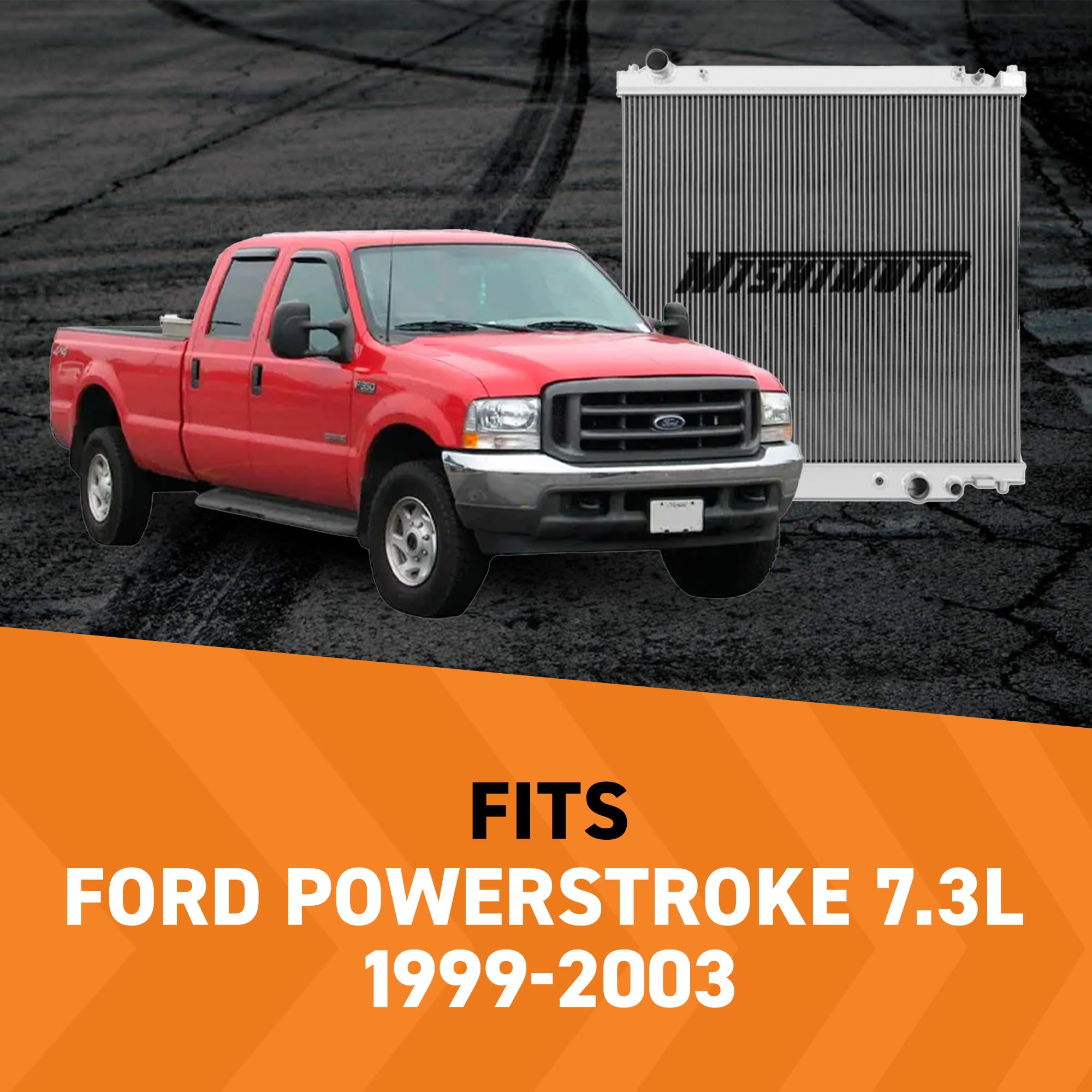 Mishimoto MMRAD-F2D-99 Performance Aluminum Radiator, Compatible with Ford Powerstroke 7.3L, 1999-2003