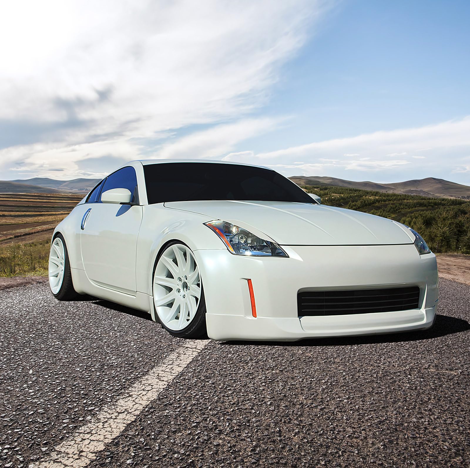 Front Bumper Lip Compatible with 2003-2005 Nissan 350Z, ING-S Style PU Black Front Lip Spoiler Splitter by IKON MOTORSPORTS, 2004