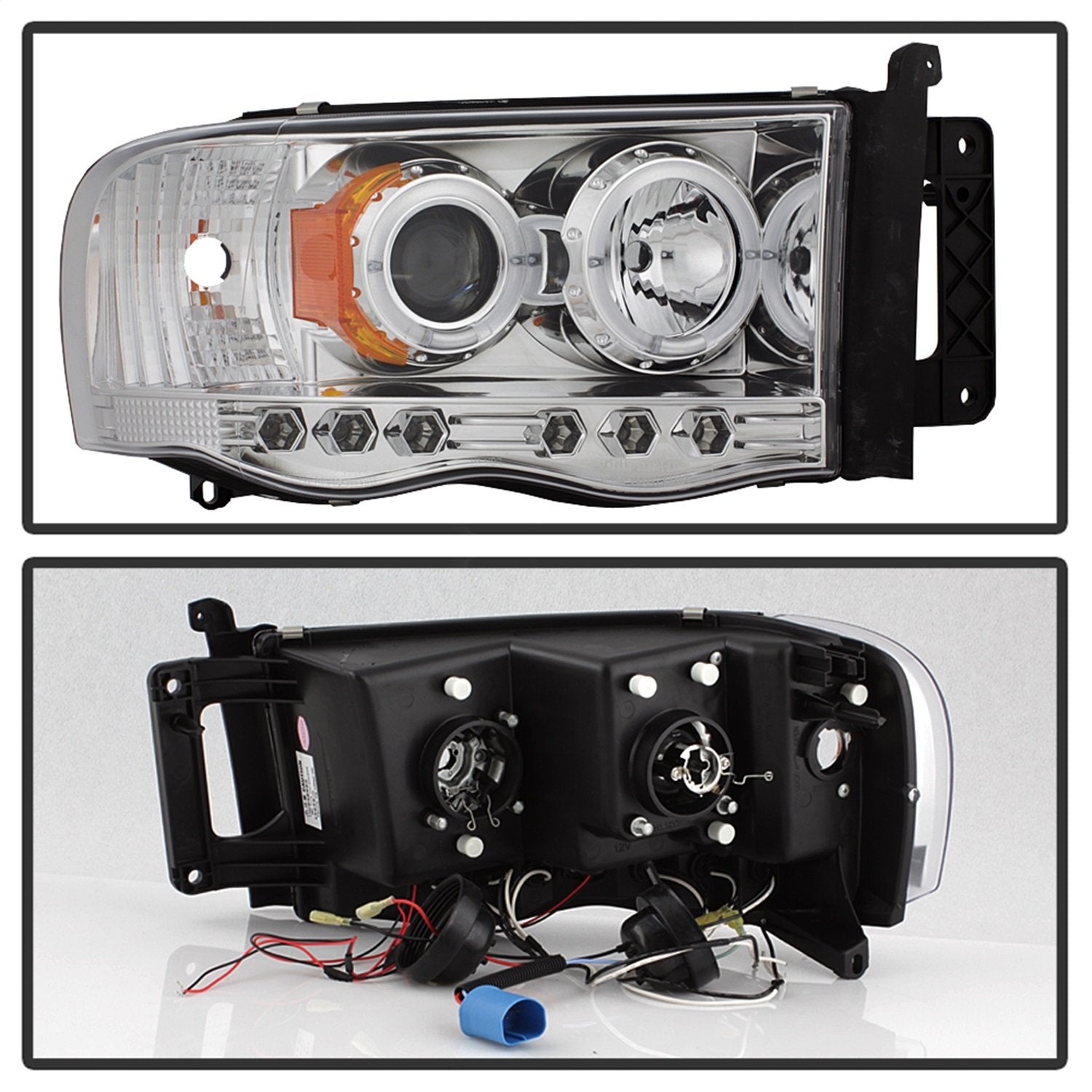 Spyder Pro-Yd-Dr02-Hl-C Dodge Ram Halo Led Chrome Projector Headlights Assembly (Sold In Pairs)