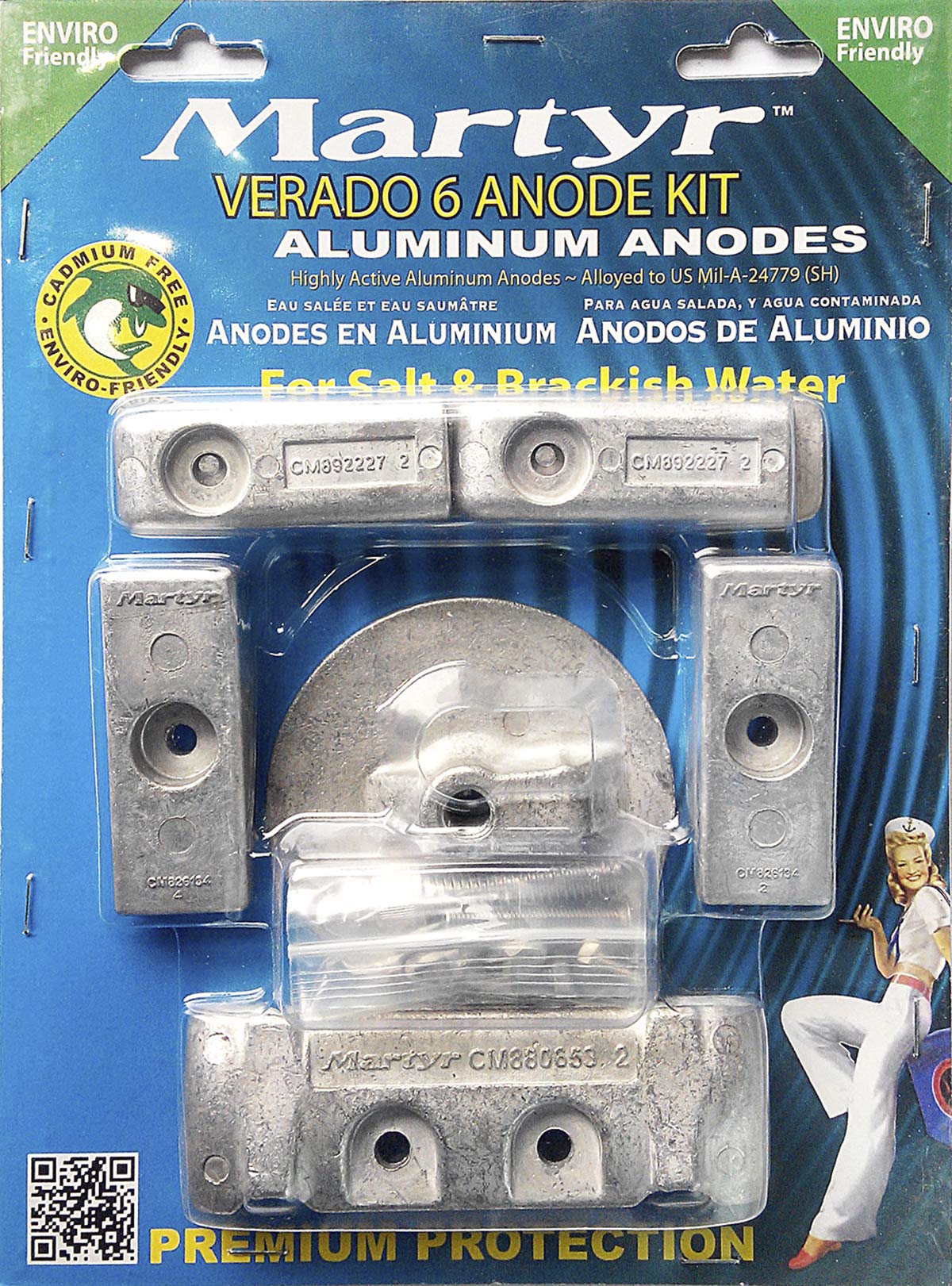 Martyr Cmverado6Kita Verado 6 Cylinder Aluminum Anode Kit Aluminum