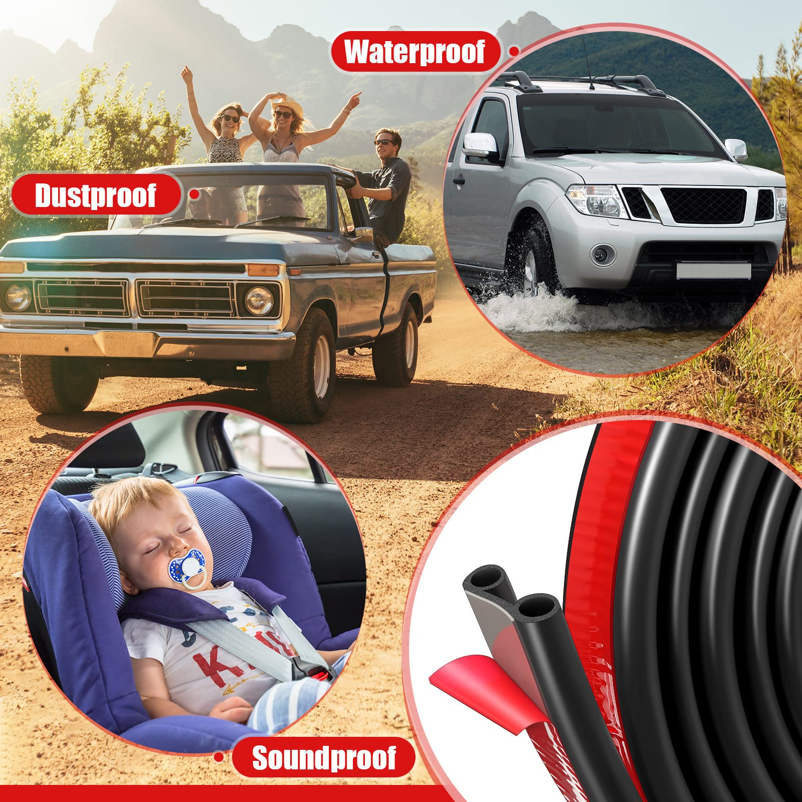 Tallew 17.4 Ft Tailgate Seal Epdm Rubber Tailgate Seal Adhesive Camper Shell Seal Double Bulb Automotive Weather Stripping For Pickups Truck And Windproof, Waterproof, Soundproof, Noise Reduction