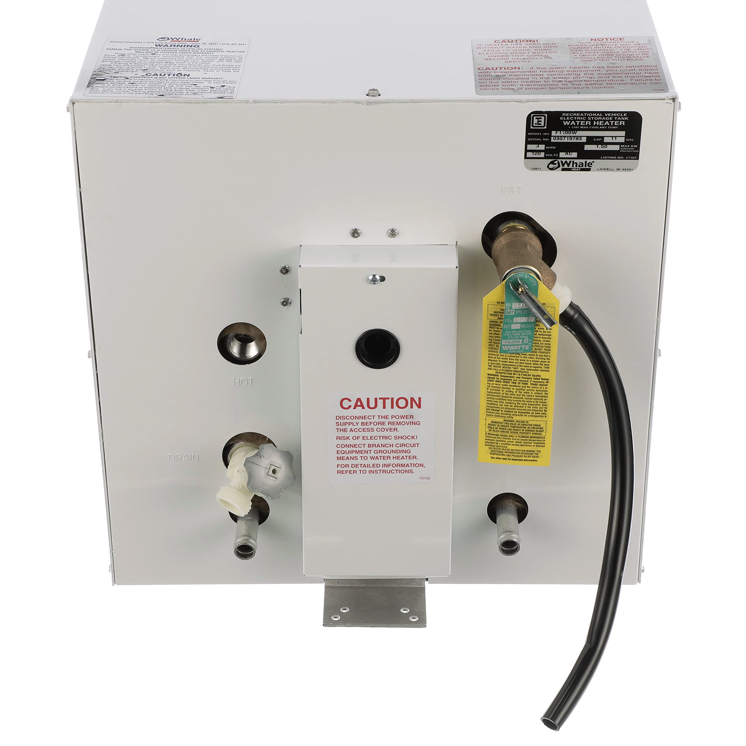 Whale F1100W Water Heater, 11 Gallon Capacity, Front Heat Exchange, 120V, 1500W