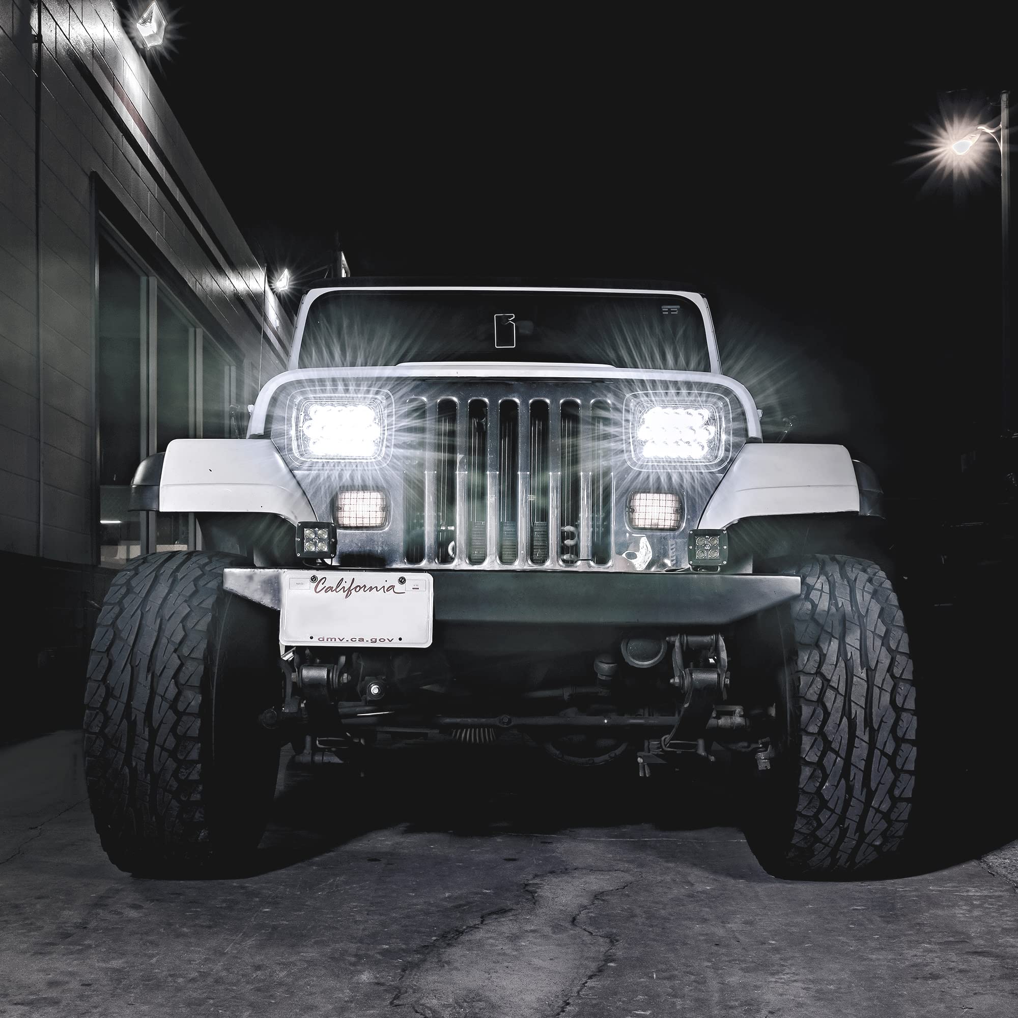 True Mods 7X6 5X7 H6054 Chrome Led Headlights H4 Sealed Beam Replacement Lamp For Jeep Wrangler Yj Cherokee Xj Chevy Express For