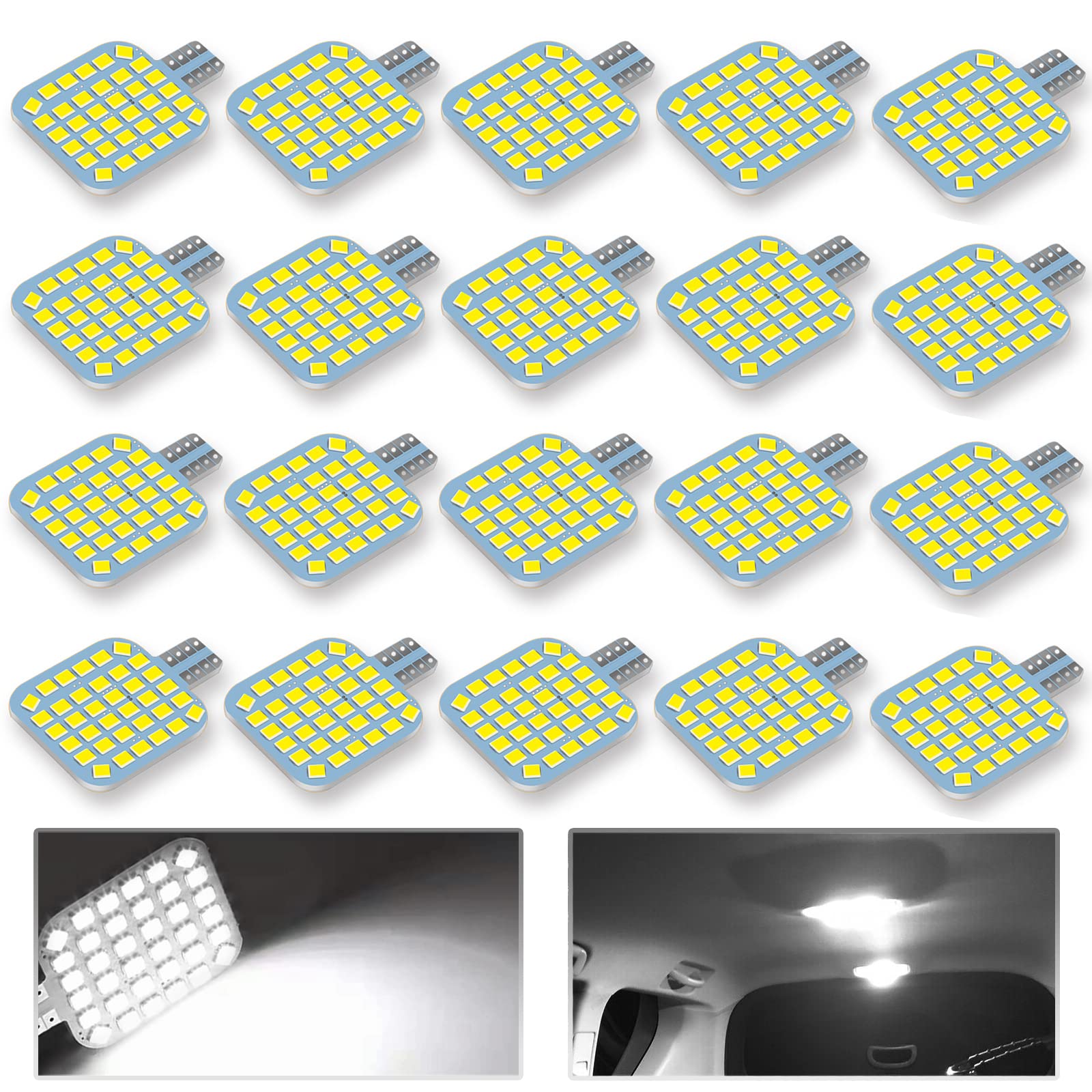 20Pcs T10 921 922 912 194 Rv Interior Led Light Bulbs, Super Bright Led Bulbs Replacement Lighting 36-Smd 2835 6500K White For 12V Rv Camper Trailer Motorhome Boat Dome Car Marine Ceiling Indoor Light