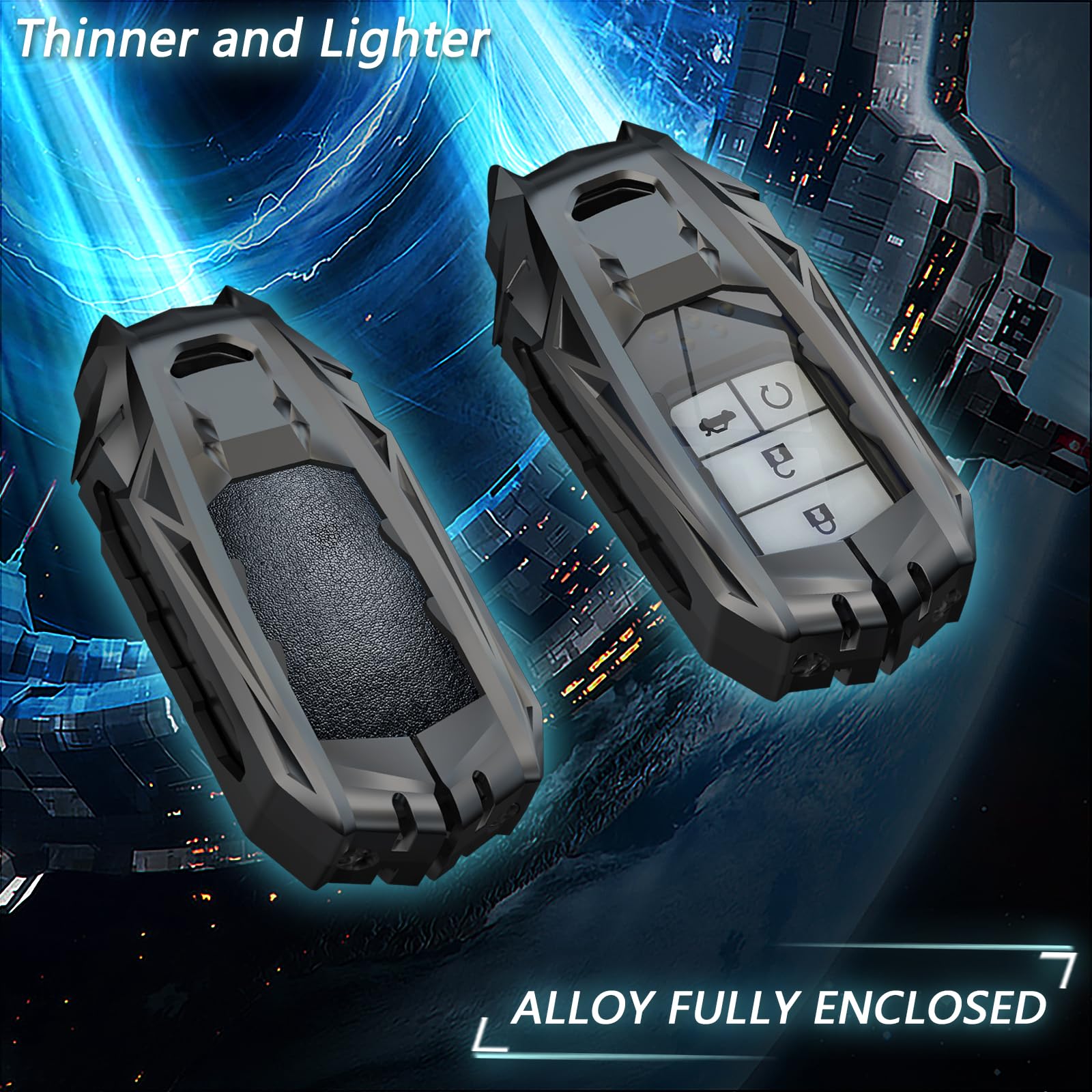 Ocezbiis For Honda Key Fob Cover,Keychain,Zinc Alloy Protection Car Key Case For Accord Odyssey CR-V Civic Crosstour Pilot Ridge