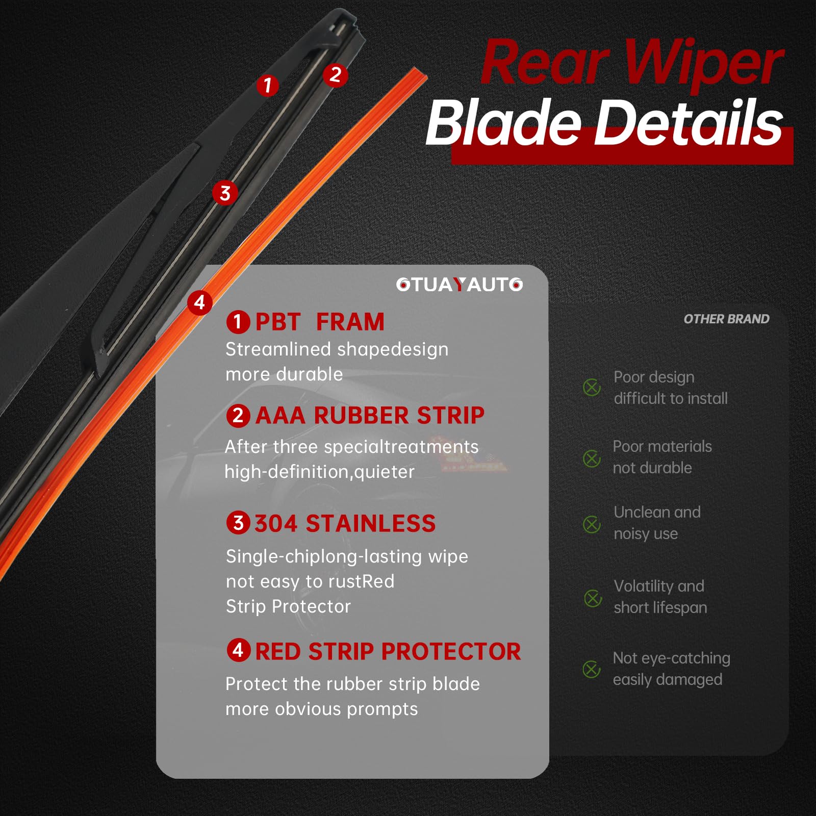 Otuayauto 9L1Z17526A Rear Wiper Arm Blade Set - Replacement For Ford Expedition/Lincoln Navigator 2009-2016