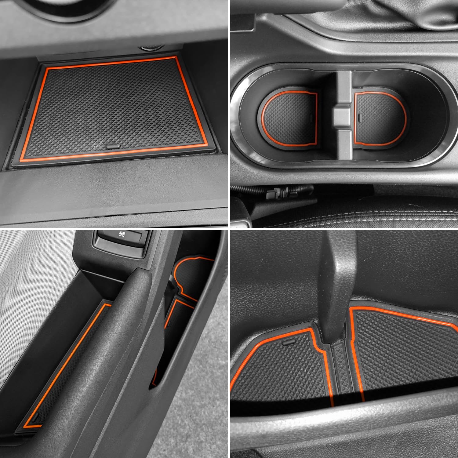 Mochent Cup Holder Insert For Subaru Crosstrek 2023 2022 2021 2020 2019 2018 And For Subaru Impreza 2017-2023 Center Console Mat Non-Slip Door Pocket Liners Interior Accessories (Orange)