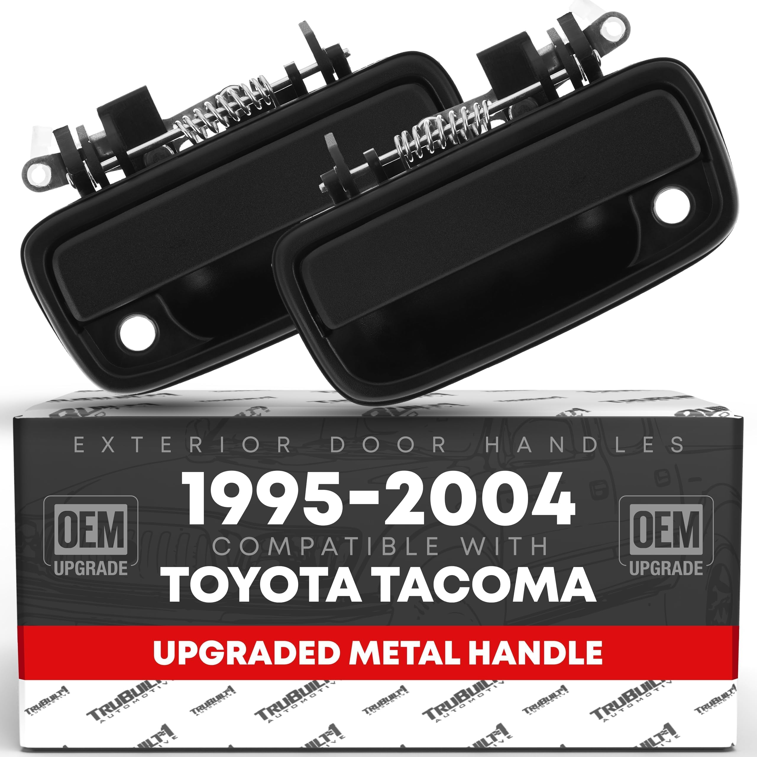 Exterior Front Driver & Passenger Door Handle Set, Upgraded Metal, Compatible With 1995-2004 Toyota Tacoma - Textured Black - 69