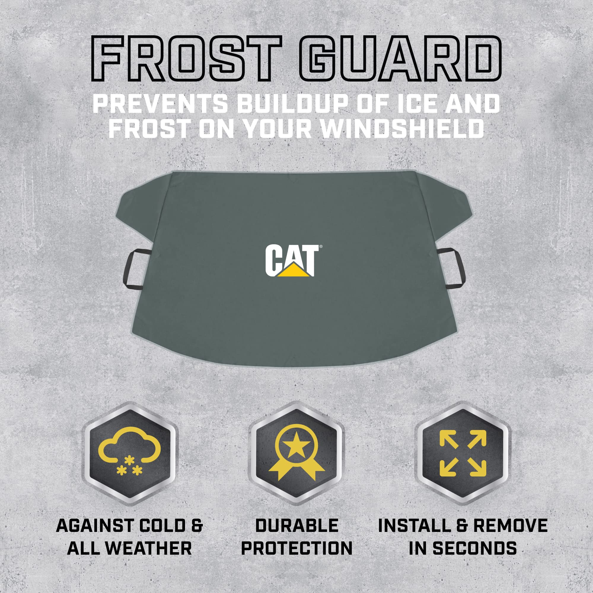 Cat Frost Cover, Toughest Car Windshield Snow Cover For Ice & Sleet, Weatherproof For Winter, Includes Anti-Theft Straps, Freeze