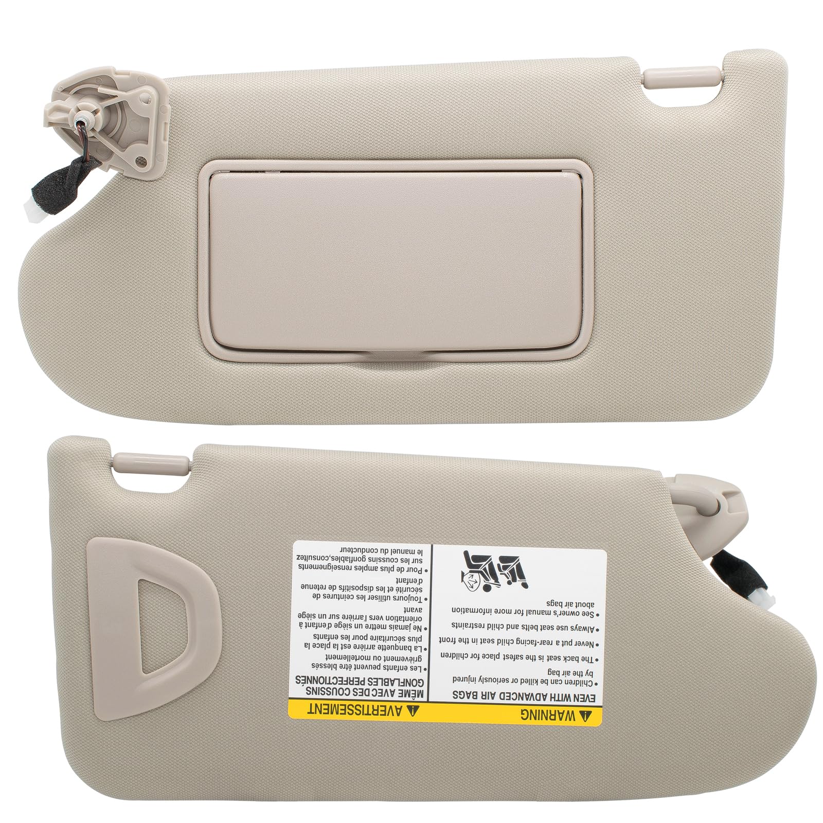 Driver Left & Passenger Right Side Sun Visor Replacement Compatible With Nissan Altima 2013 2014 2015 2016 2017 2018 With Light