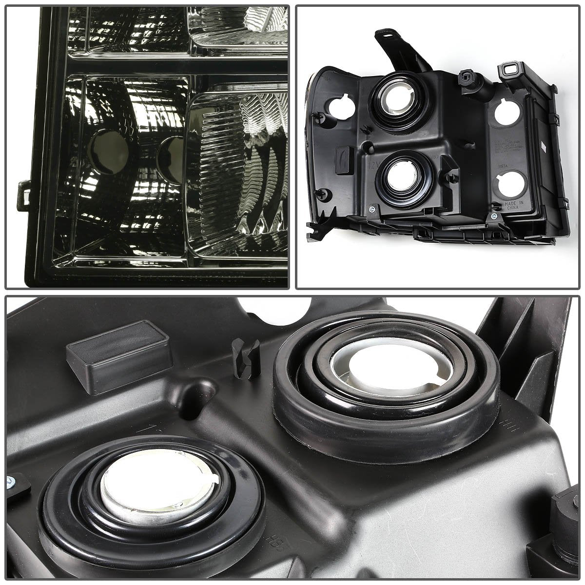 Dna Motoring Pair Headlight Assembly Compatible With 07-13 Gmc Sierra 1500/07-14 Sierra 2500 Hd 3500 Hd, Smoked/Clear, Hl-Oh-Gmc