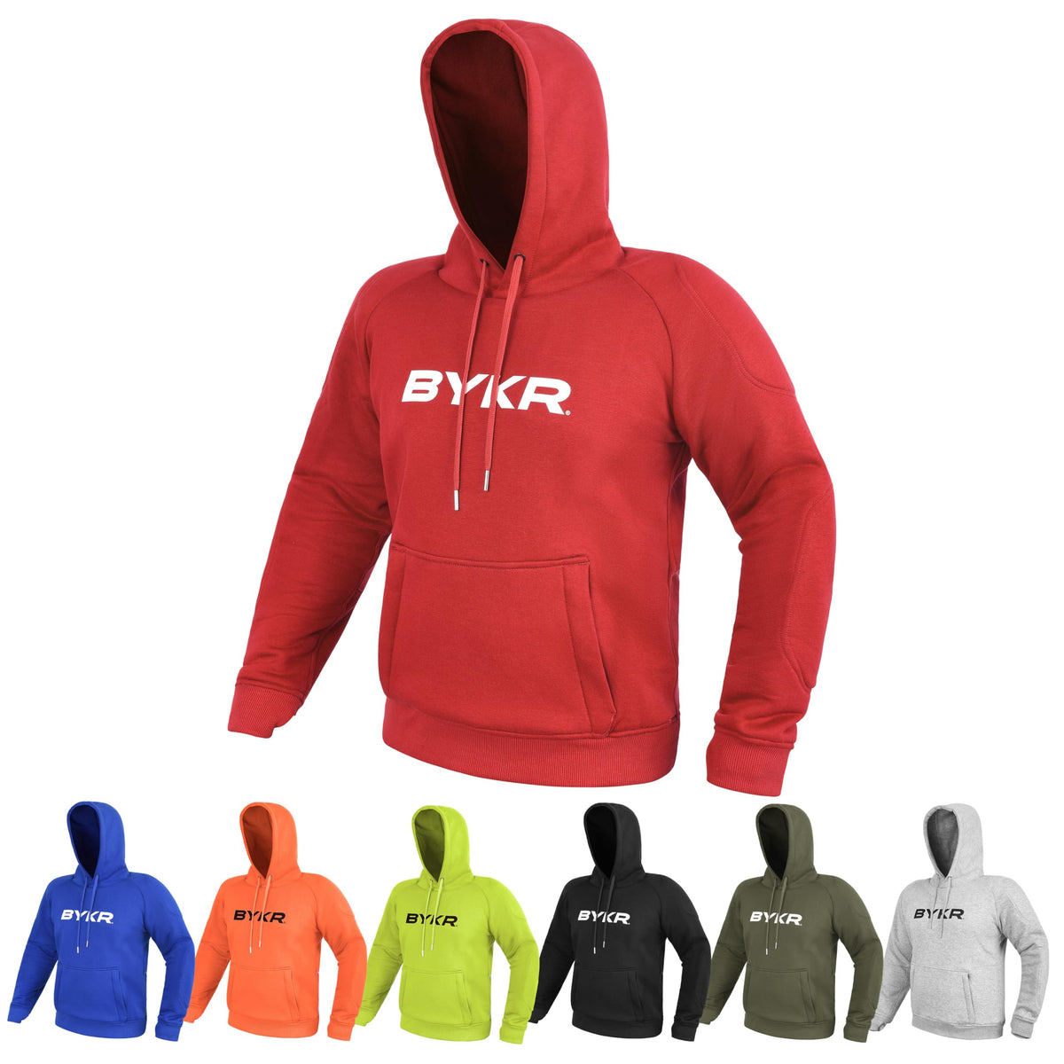 BYKR Motorcycle Hoodie for Men & Women Biker Motorcycle Jackets Breathable Motorbike Riding Sweatshirt All Weather CE Armored (R